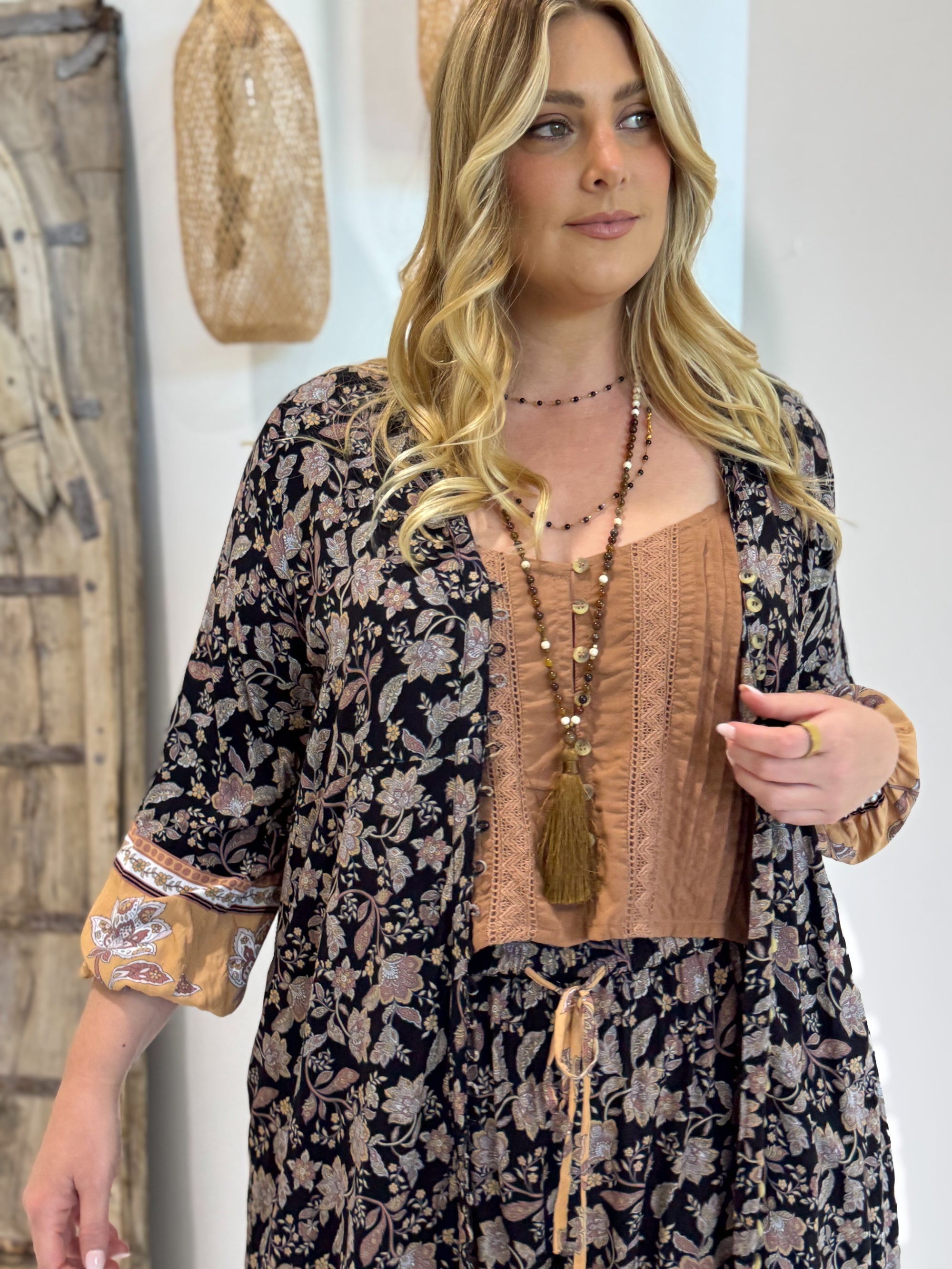 Traveller Dress | Mocha Bloom - Saffron Road