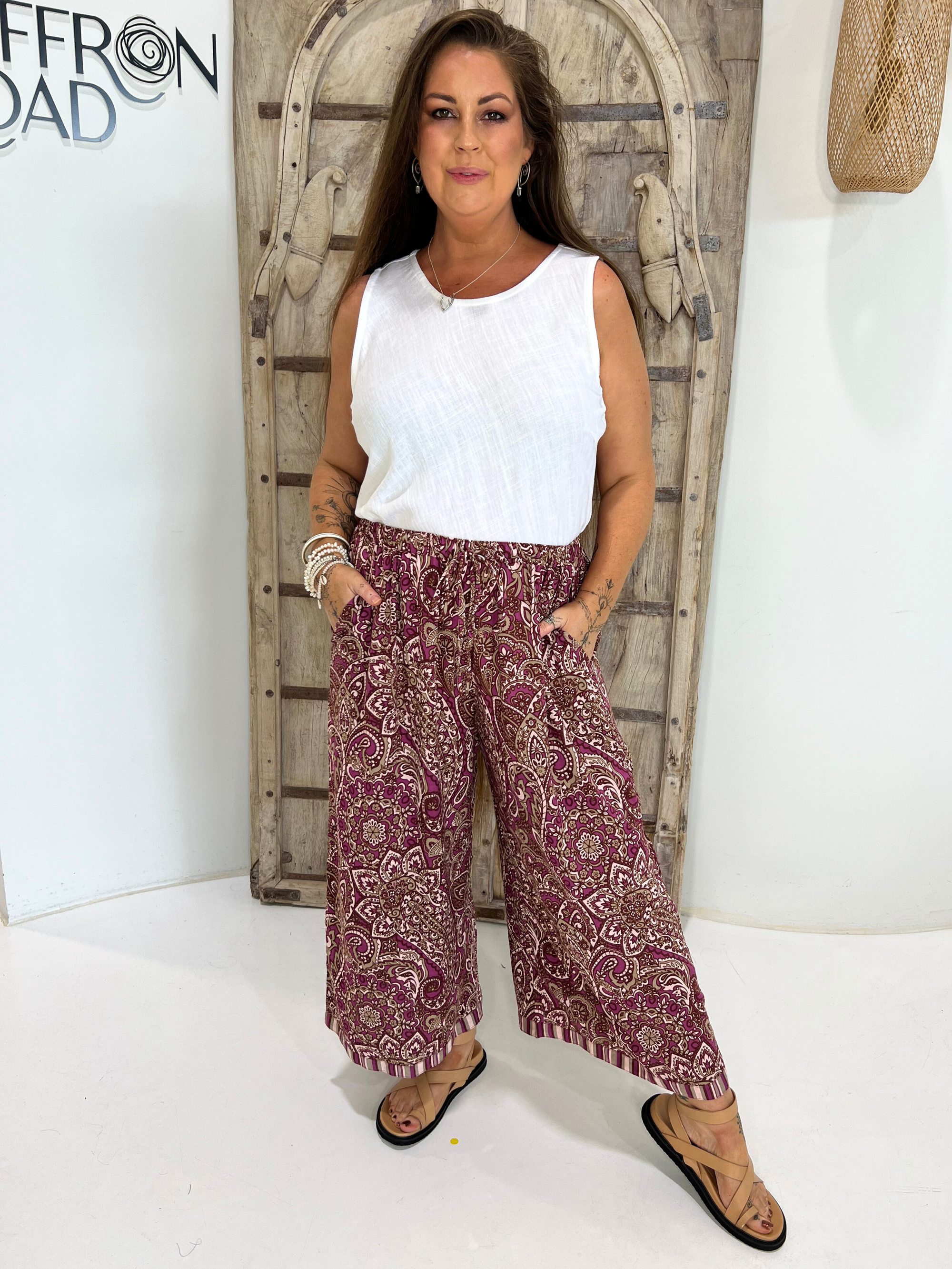 PJ Pant | Wine Paisley - Saffron Road
