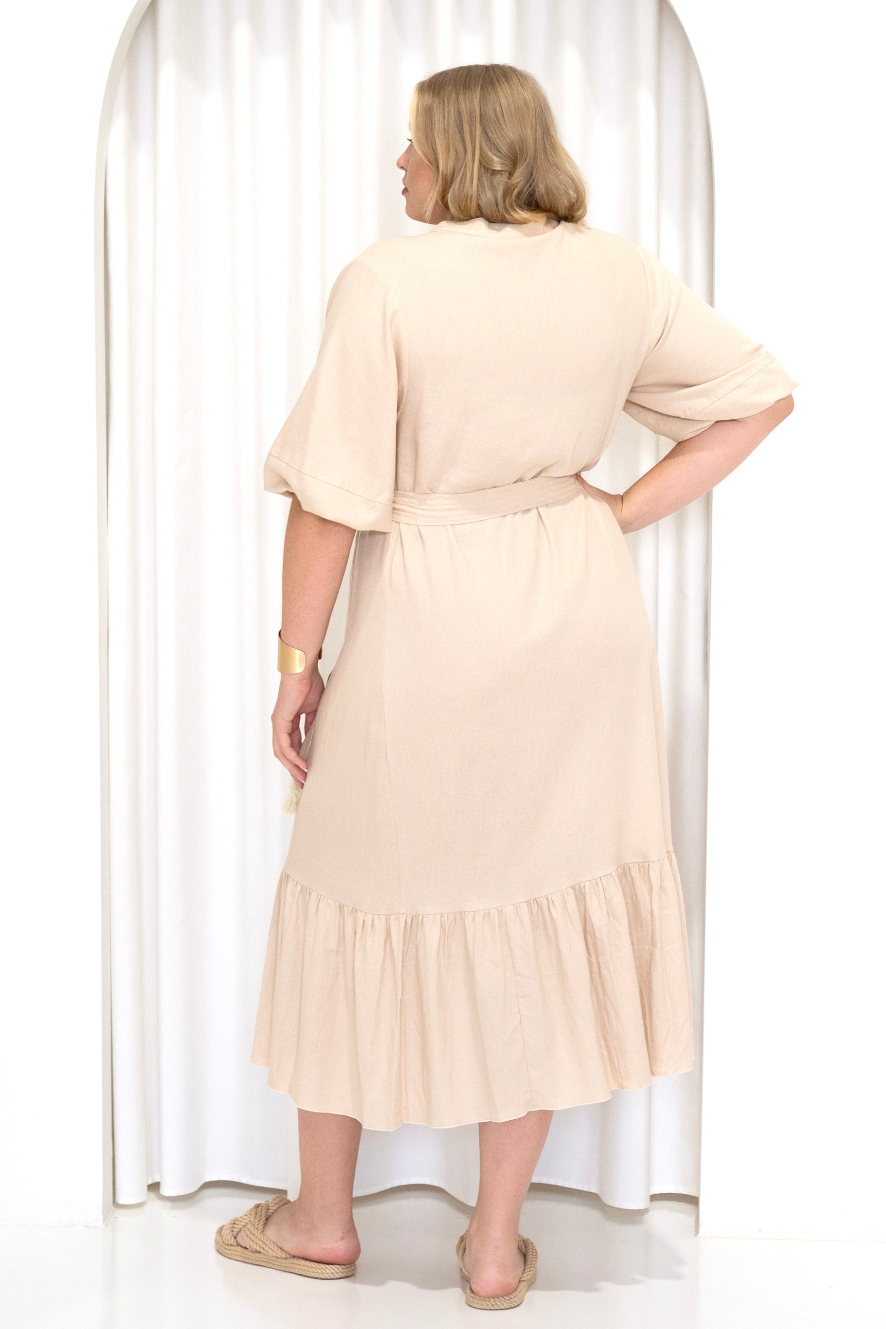 Bentley Shirt Dress MAXI | Natural Linen - Saffron Road