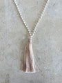 Necklace 12 | LONG - Stones with tassel feature Cream - Saffron Road