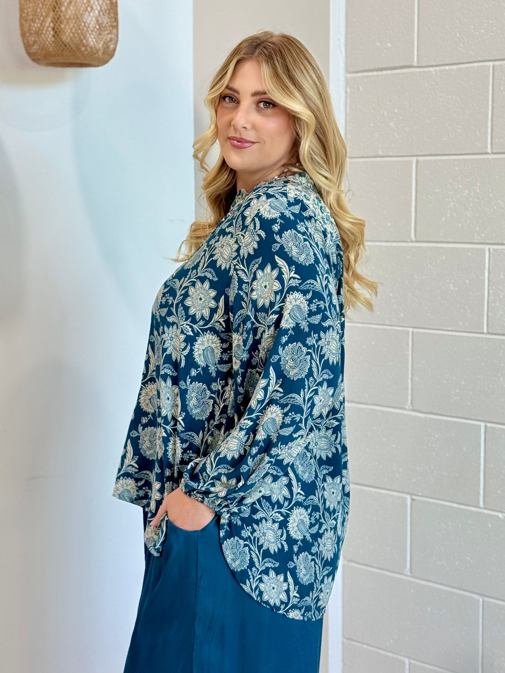 Natalya Blouse | Vintage Teal - Saffron Road