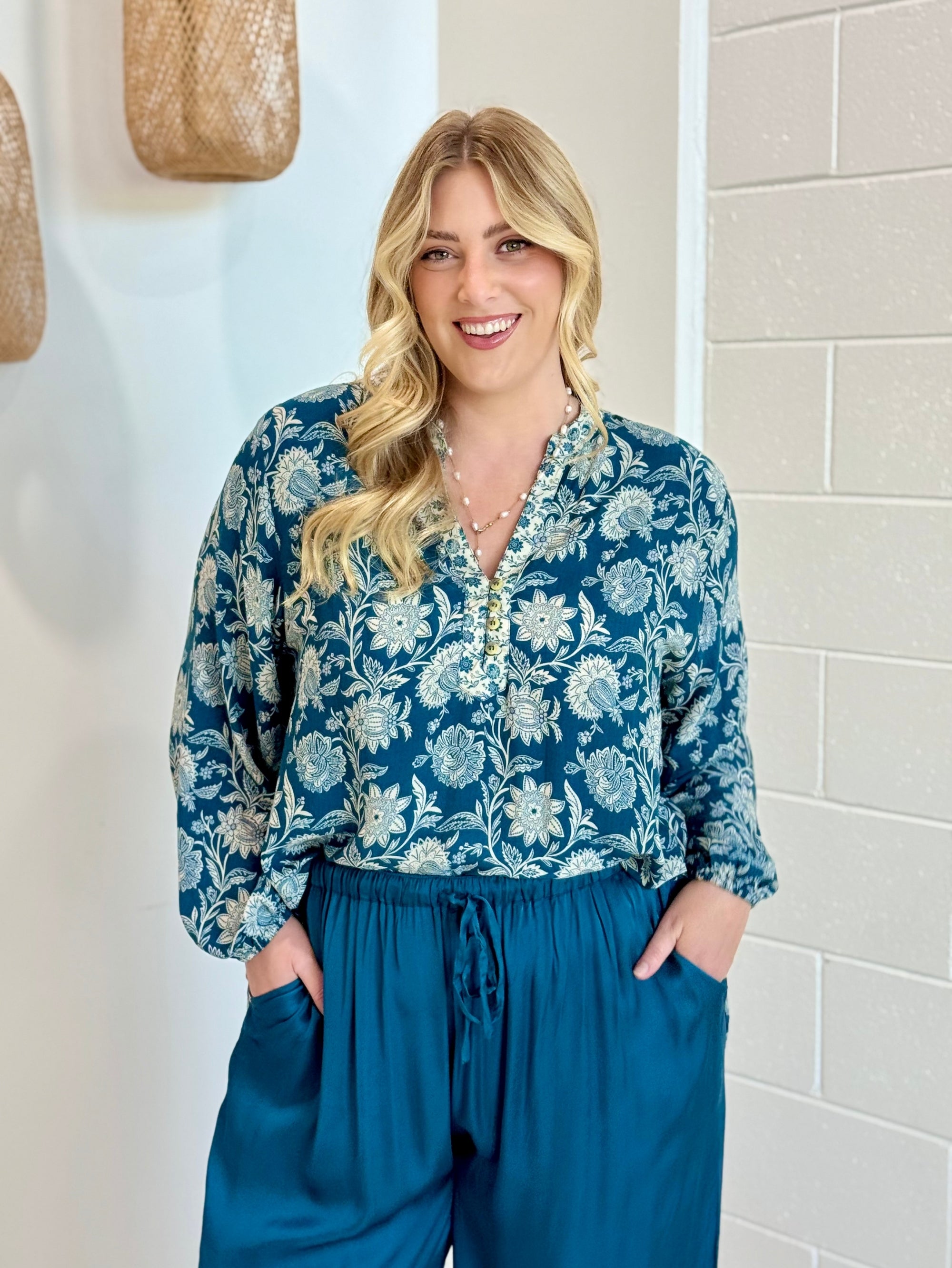 Natalya Blouse | Vintage Teal - Saffron Road