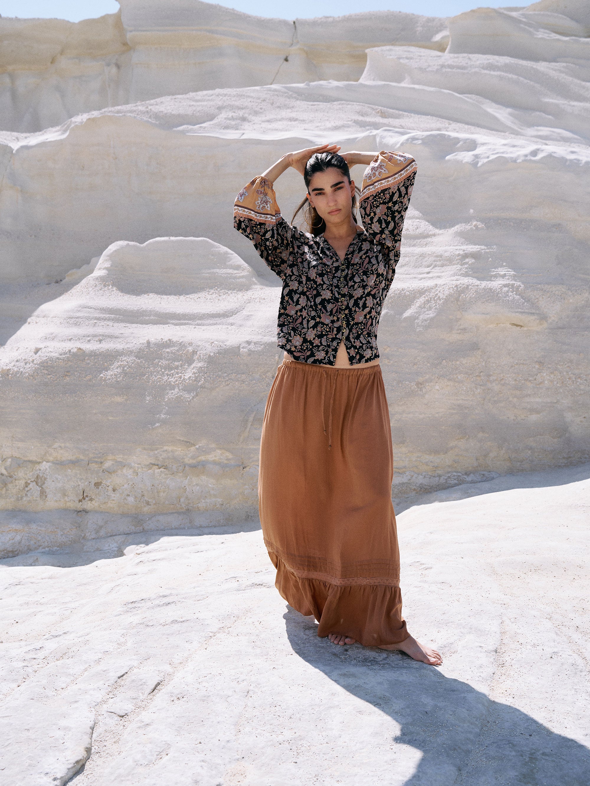 Amber Blouse | Mocha Bloom - Saffron Road