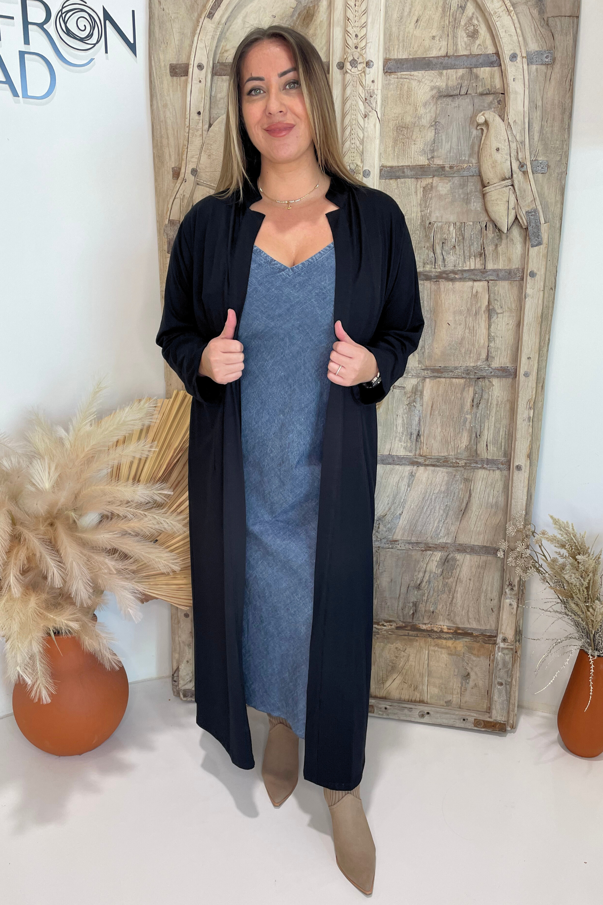 Cleo Cardigan MAXI | Black - Saffron Road