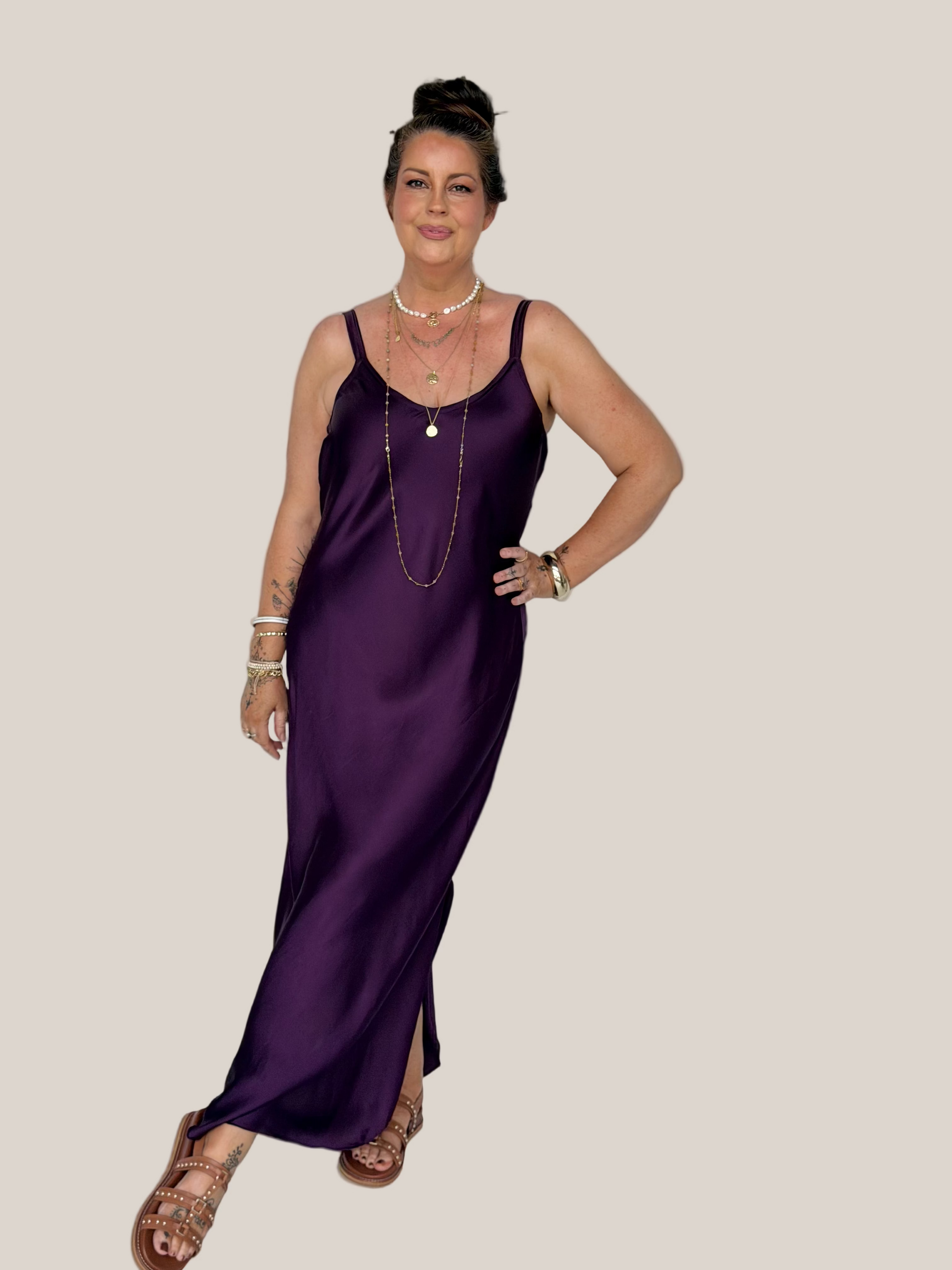 Slip Dress MAXI | Bias Cut | Satin | Grape