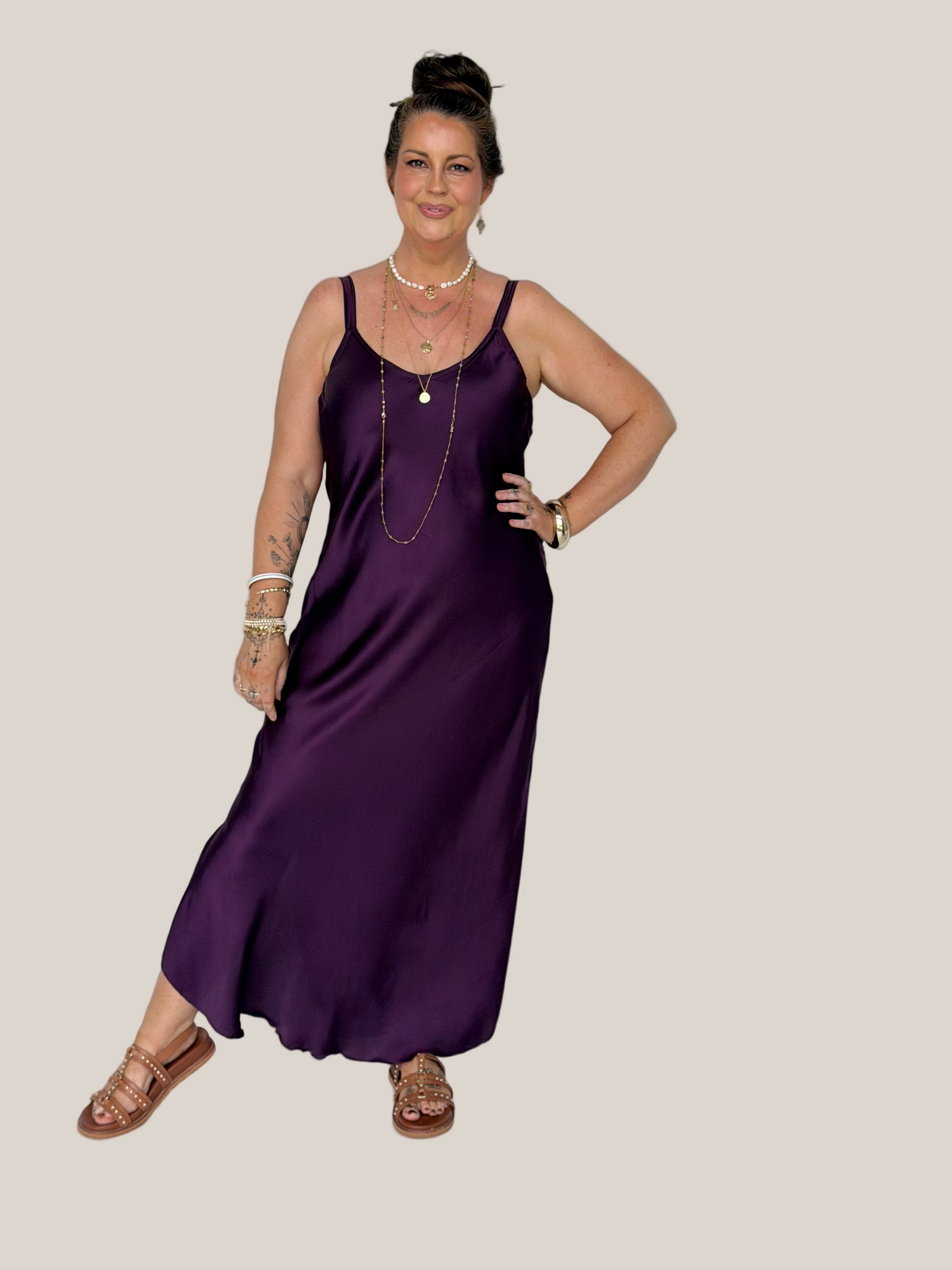 Slip Dress MAXI | Bias Cut | Satin | Grape