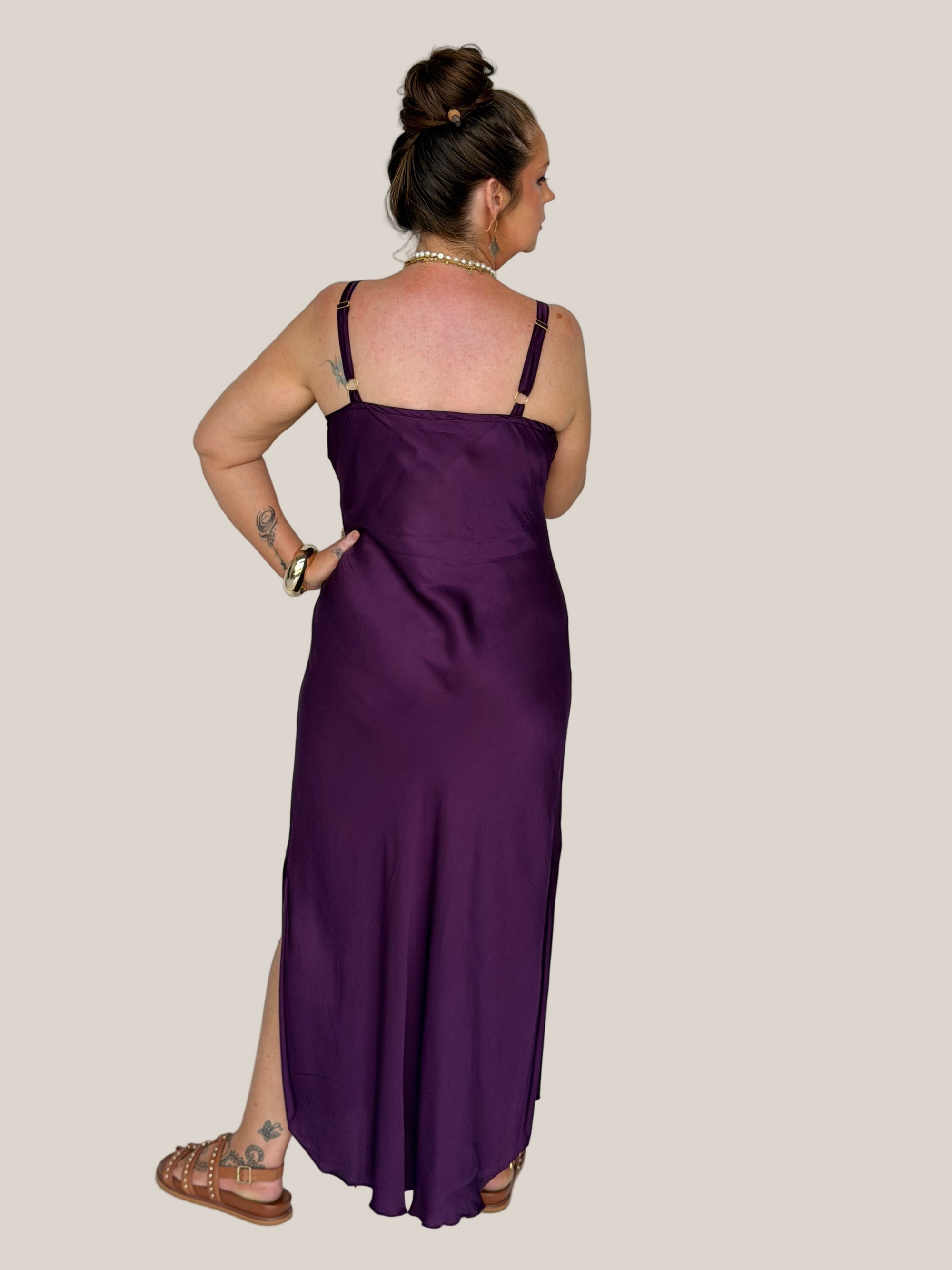 Slip Dress MAXI | Bias Cut | Satin | Grape
