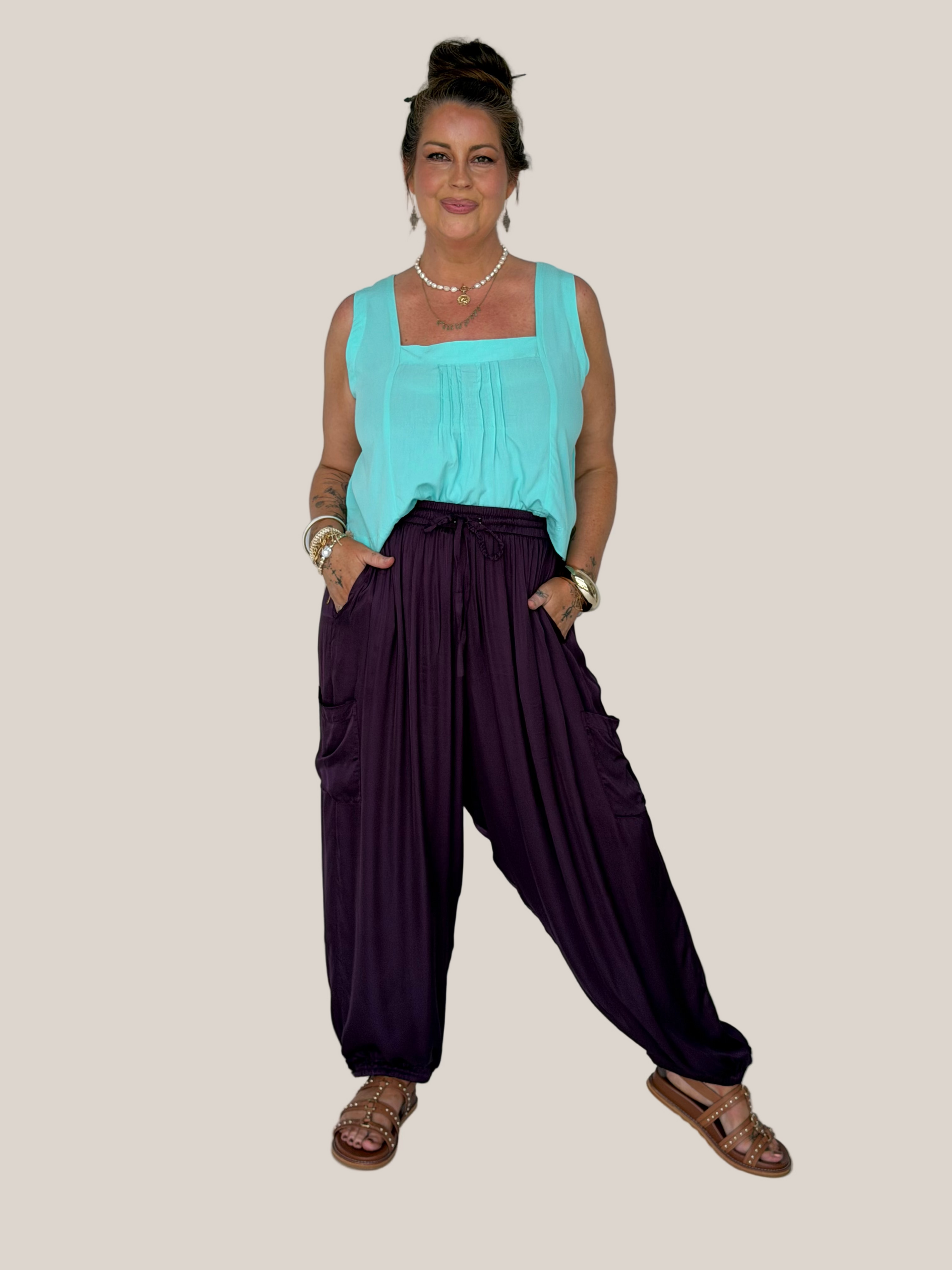 Cargo Pant | Satin | Grape