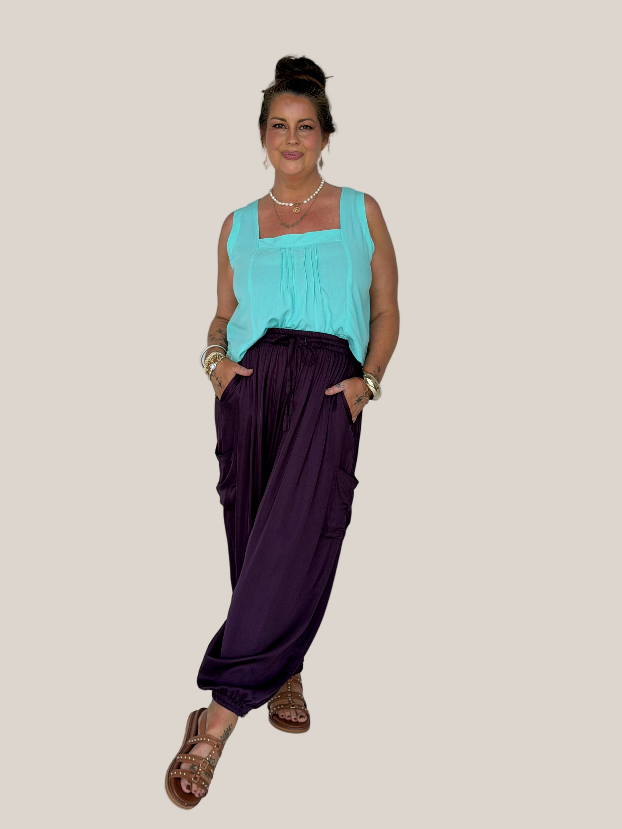 Cargo Pant | Satin | Grape