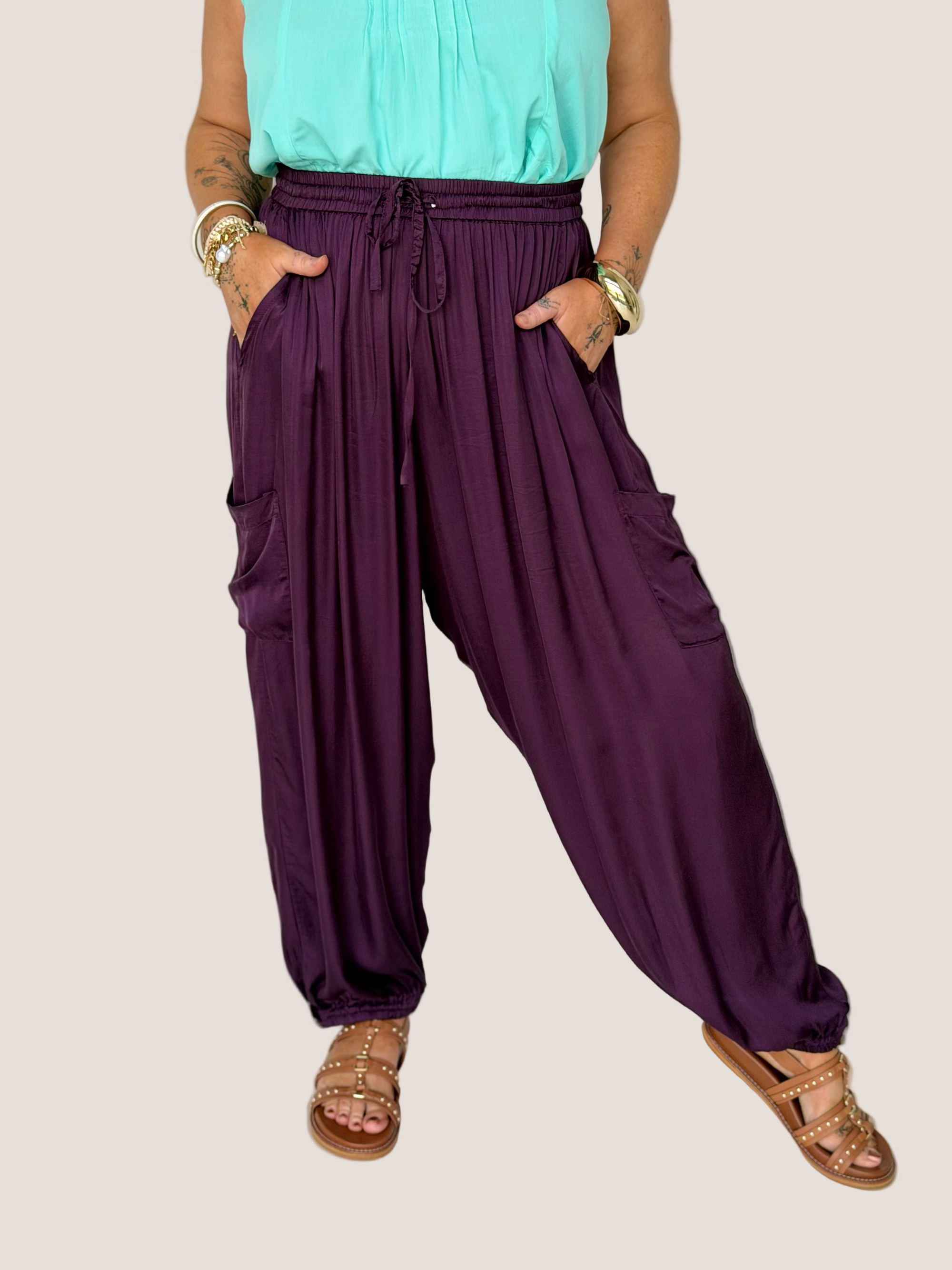 Cargo Pant | Satin | Grape
