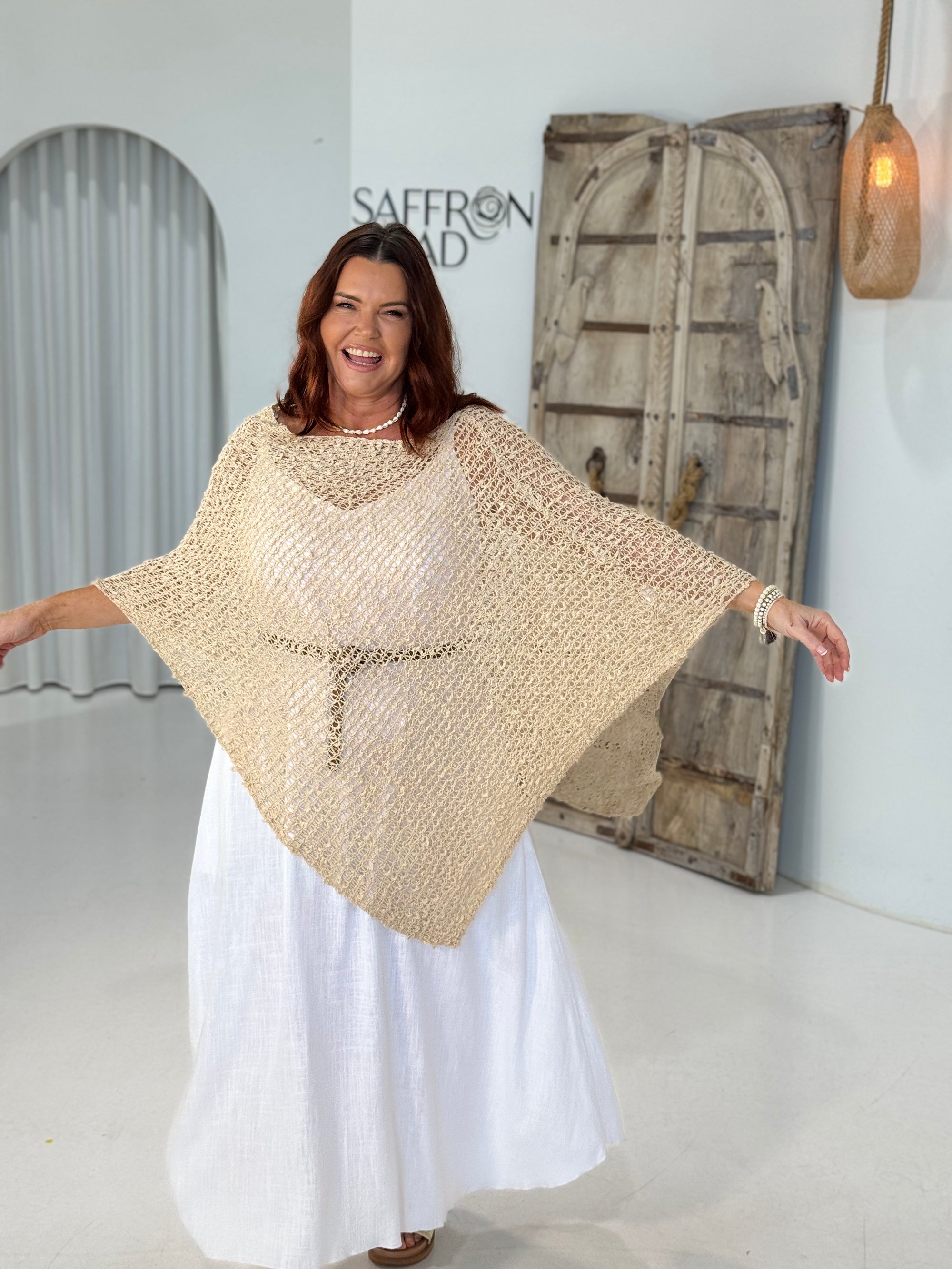 Poncho Knit | Natural - Saffron Road