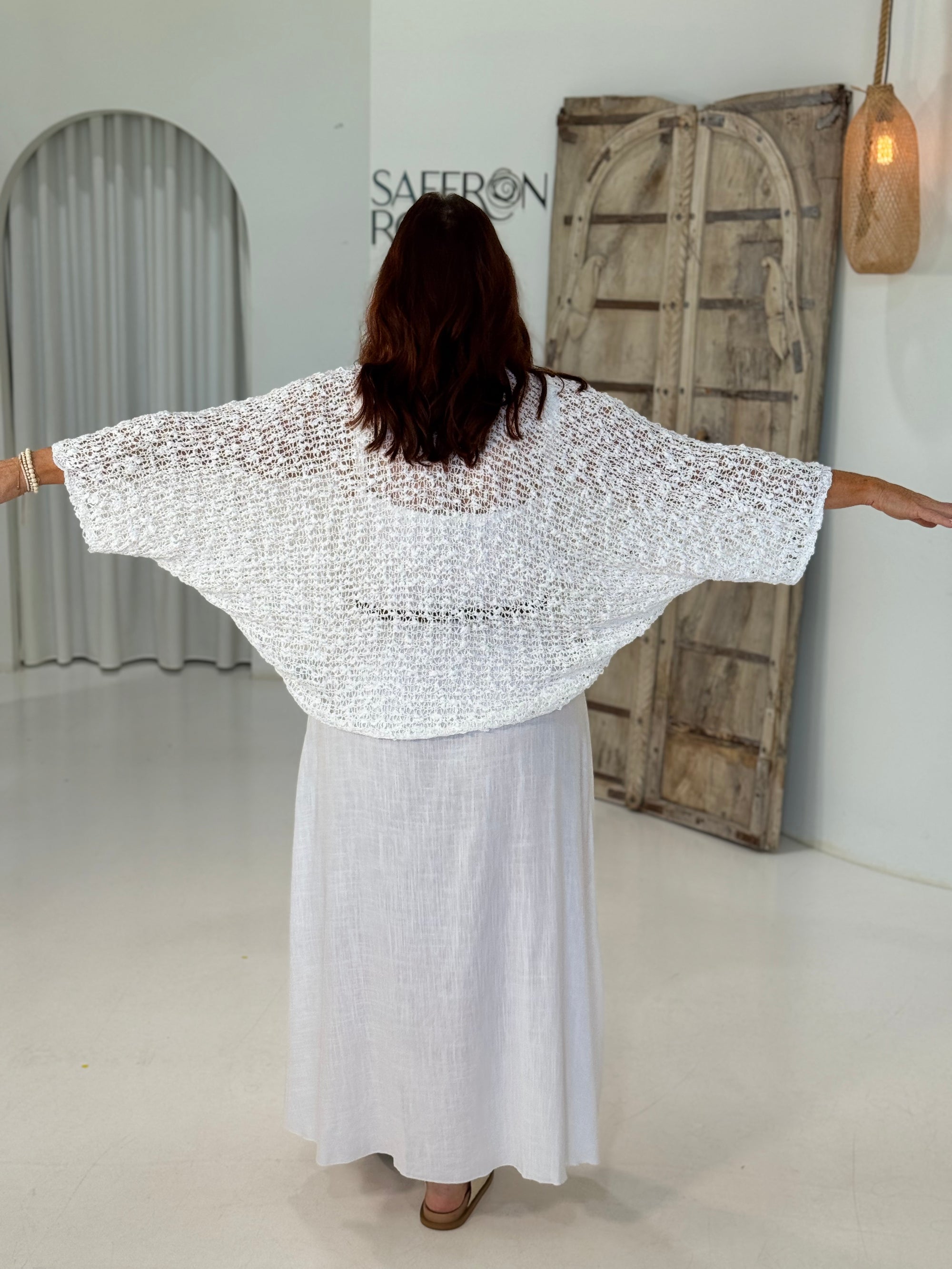 Shrug Knit | White - Saffron Road