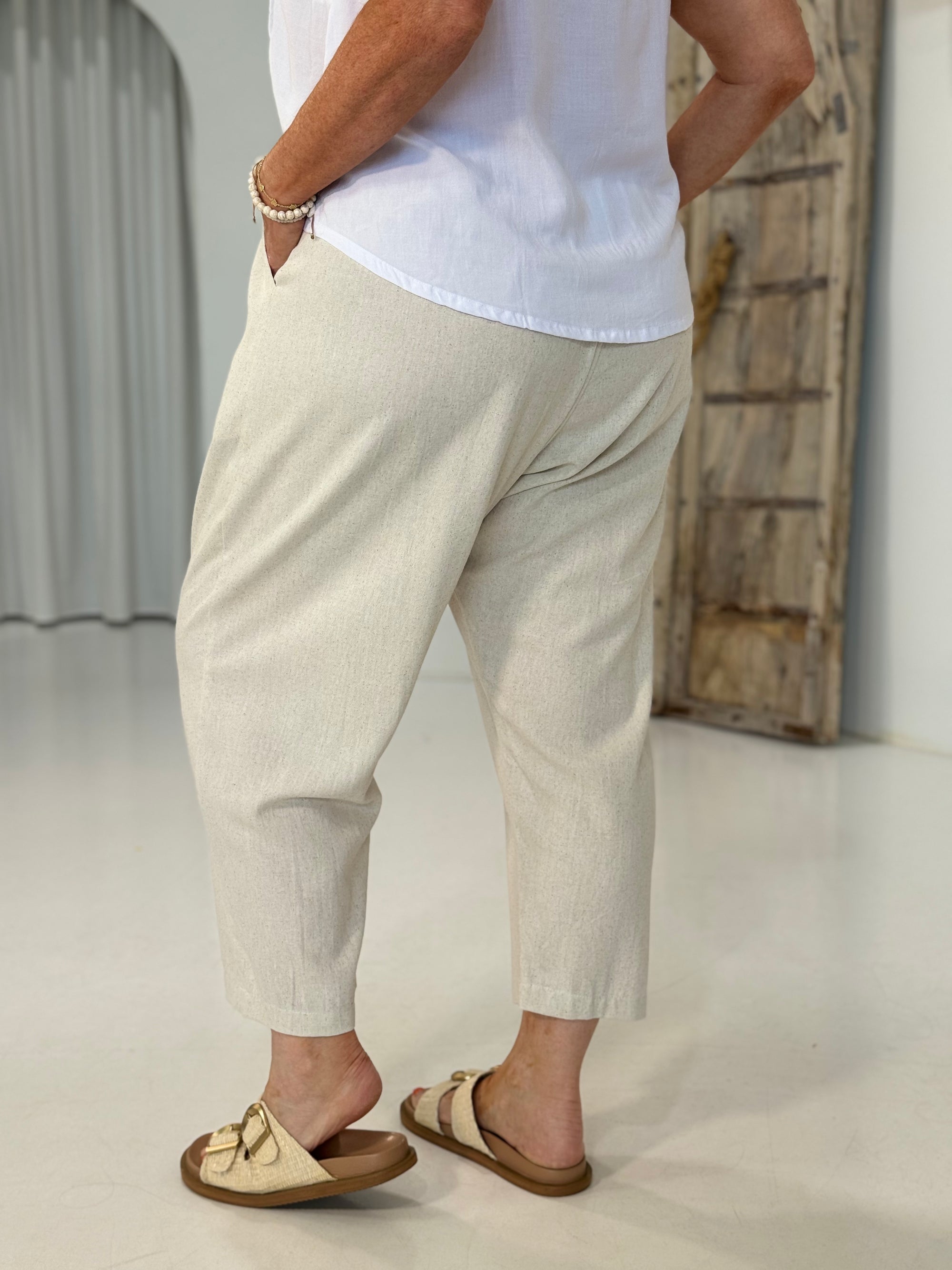 Slouch Pant | Natural | Linen Viscose - Saffron Road