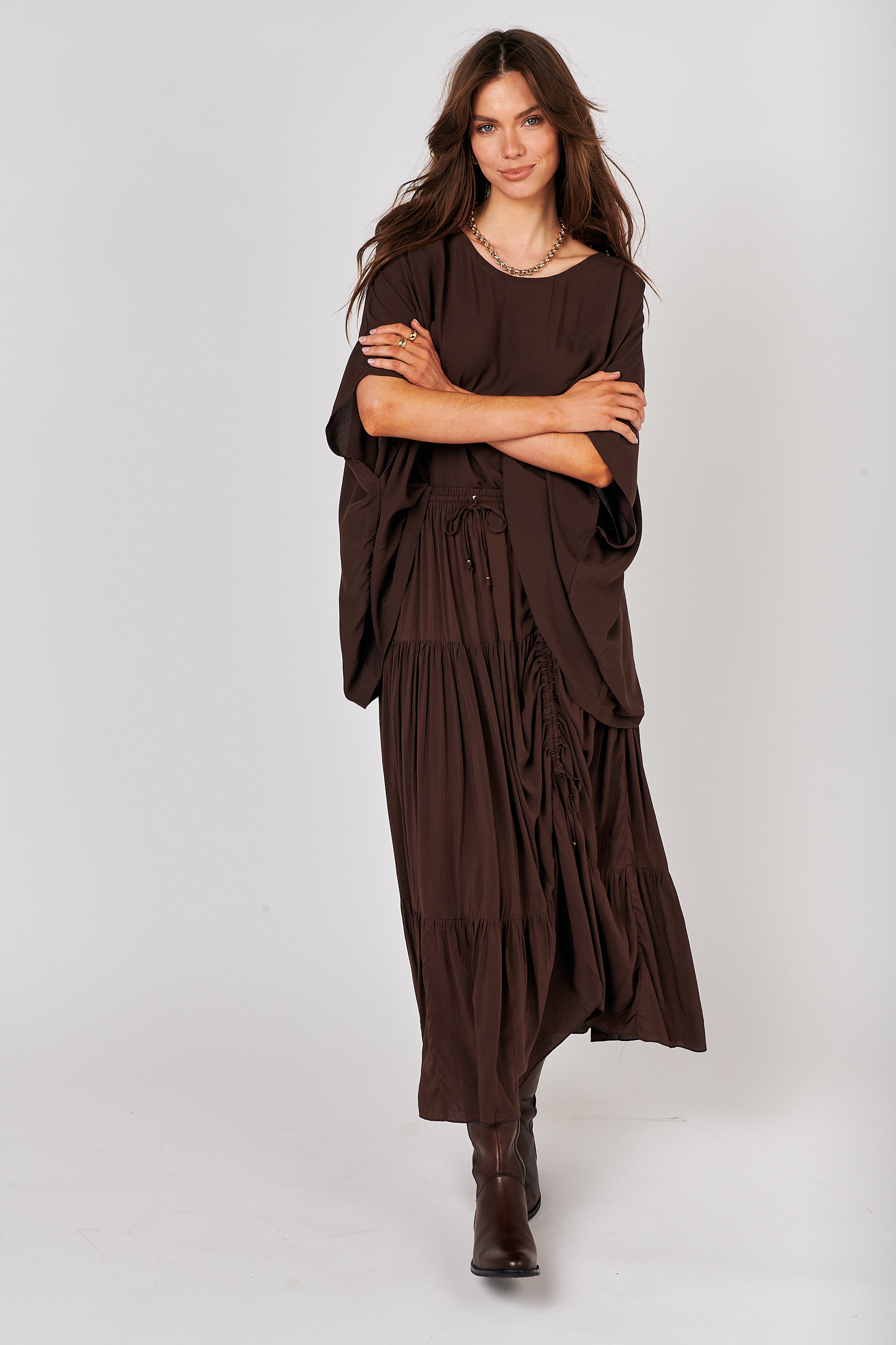 Dahlia Skirt MAXI | Chocolate - Saffron Road