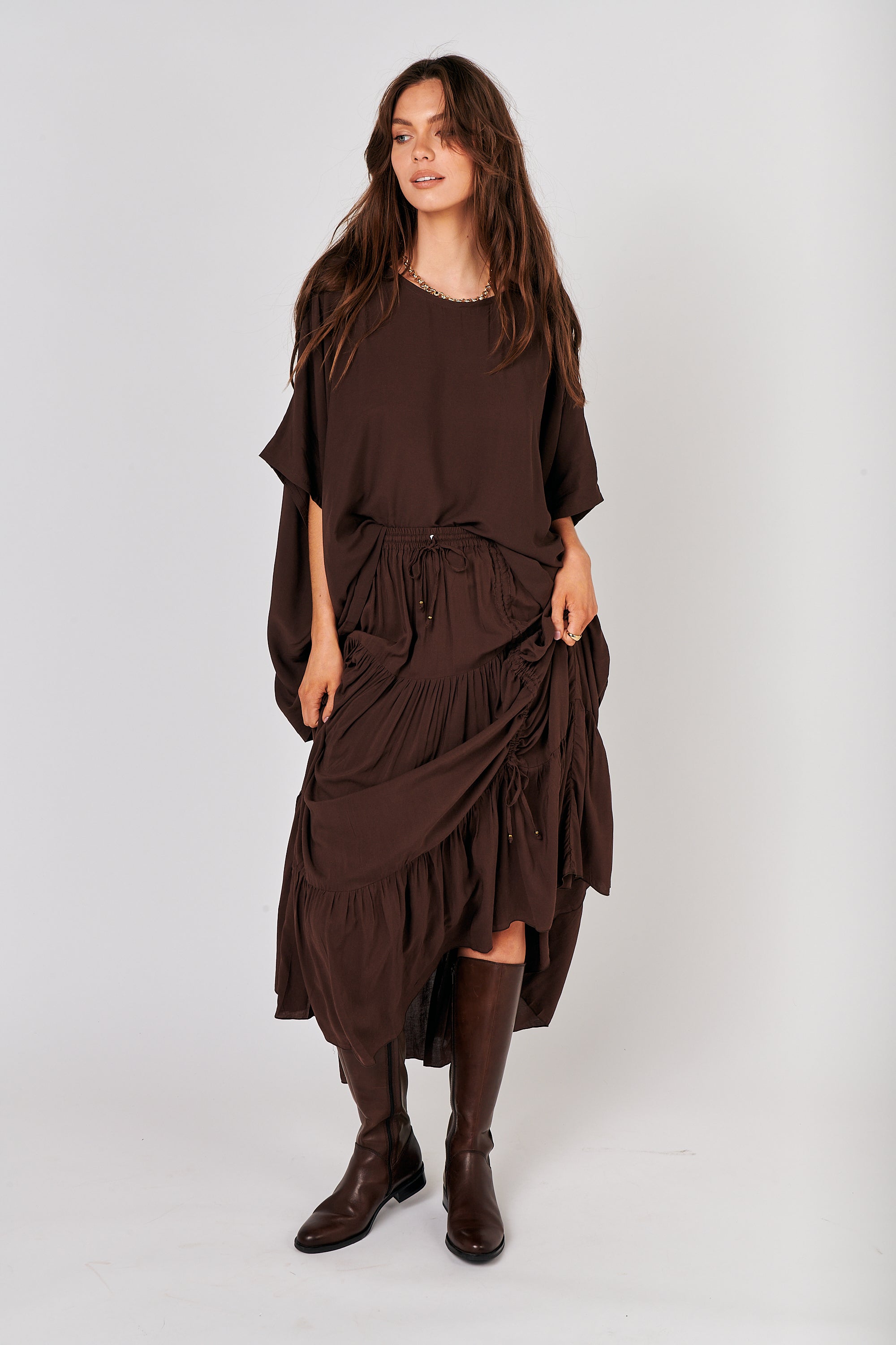 Dahlia Skirt MAXI | Chocolate - Saffron Road