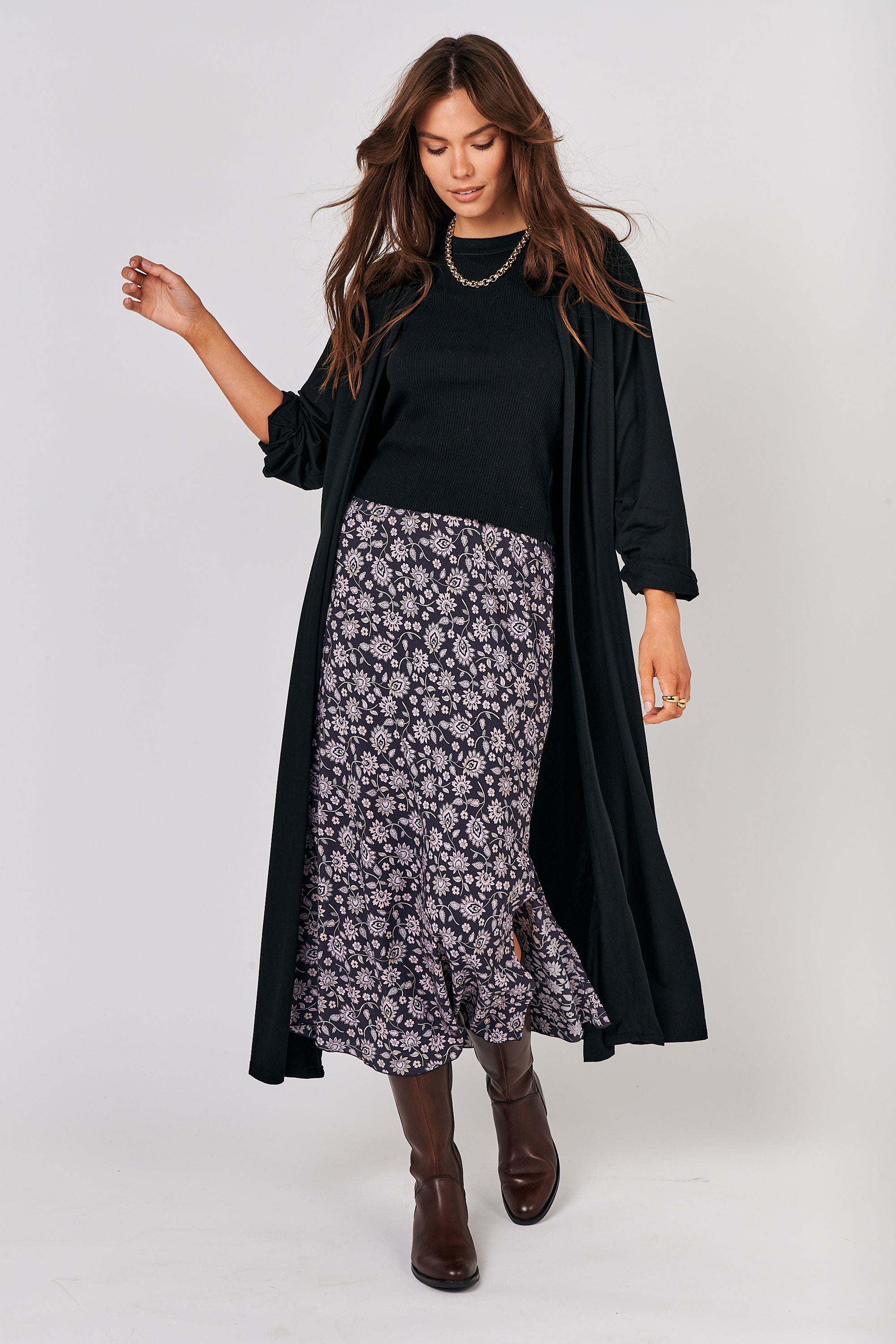 Cleo Cardigan MAXI | Black - Saffron Road