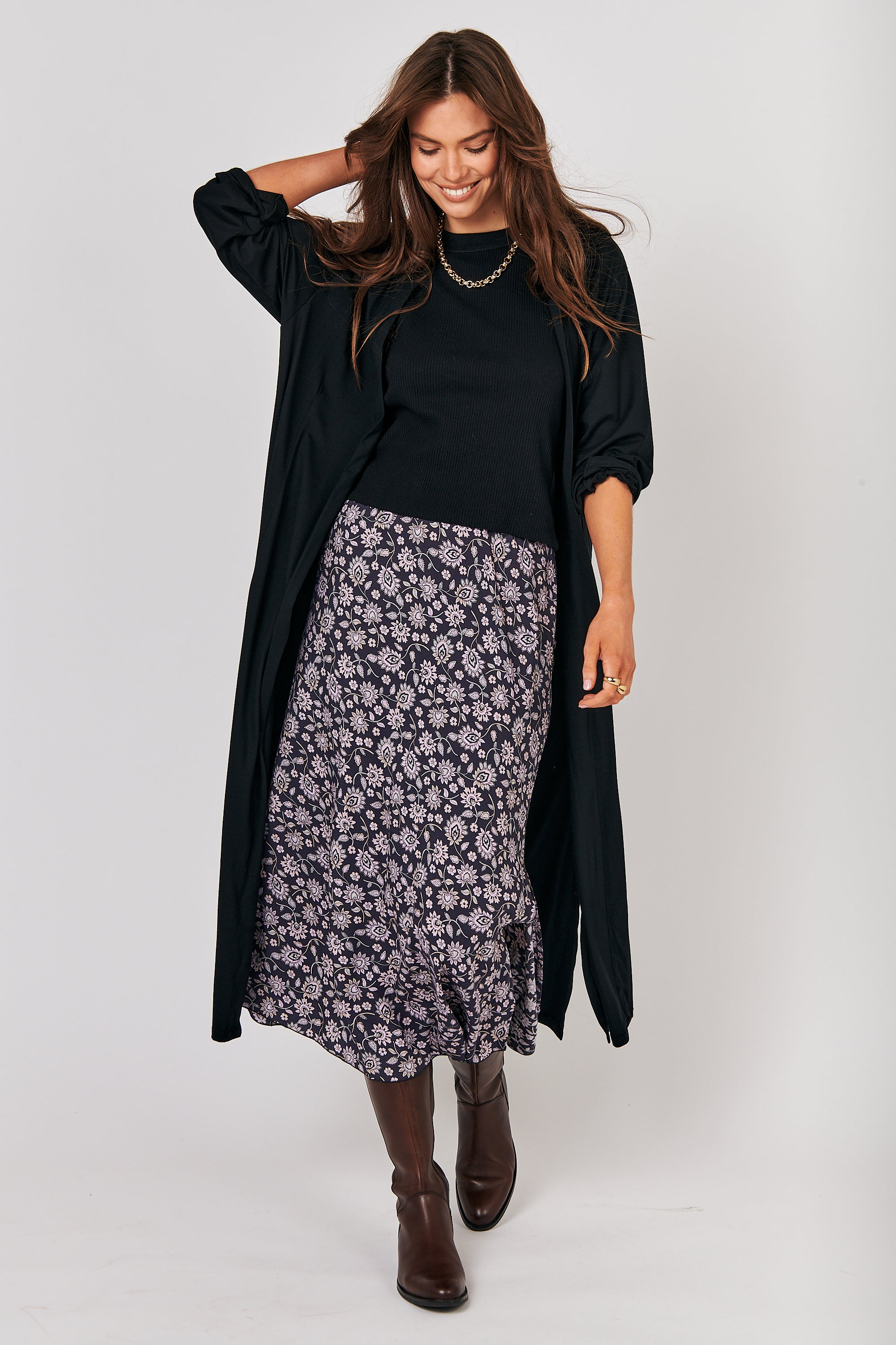 Cleo Cardigan MAXI | Black - Saffron Road