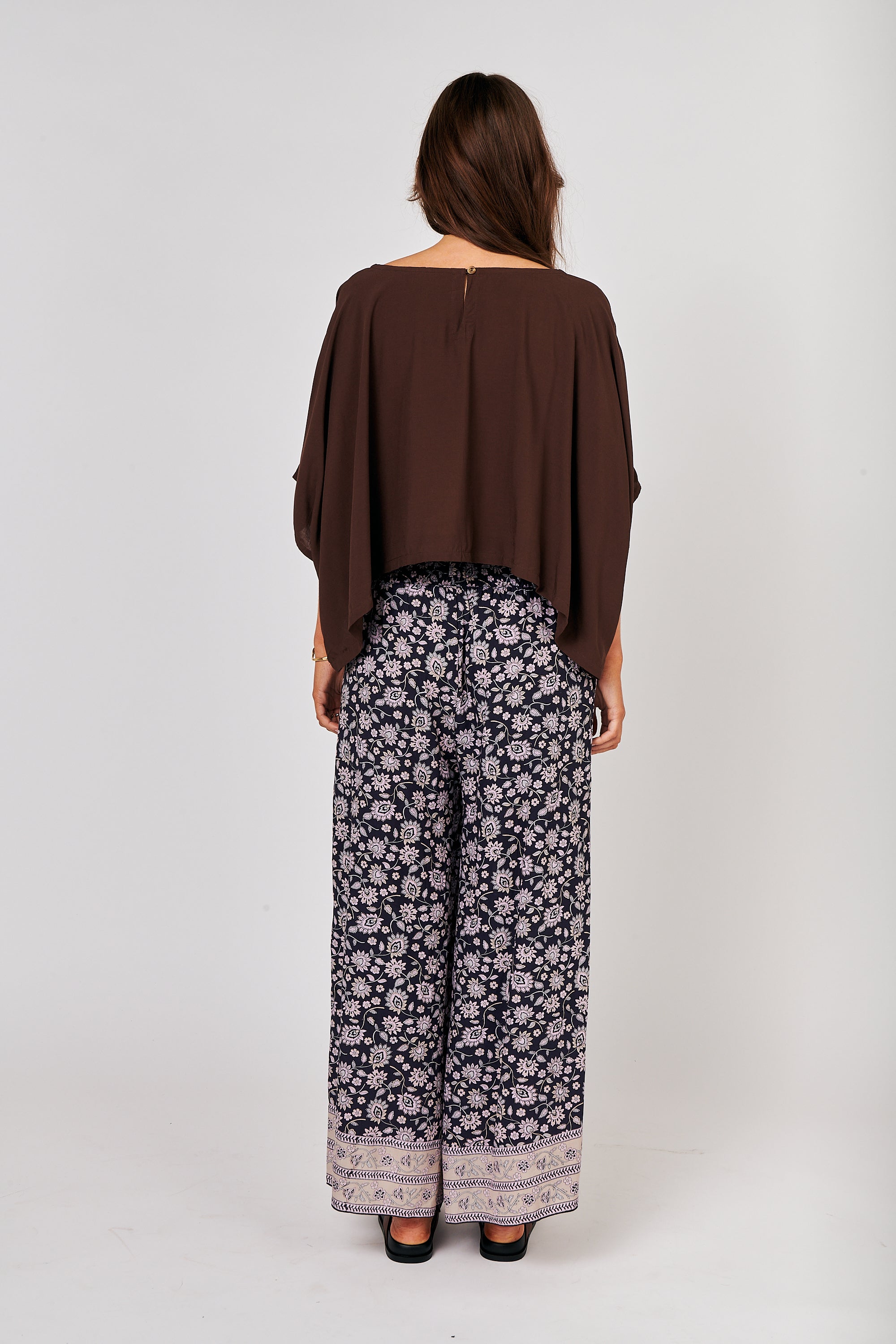 Wide Leg Lounge Pants (Extra Long) | Midnight Flower - Saffron Road