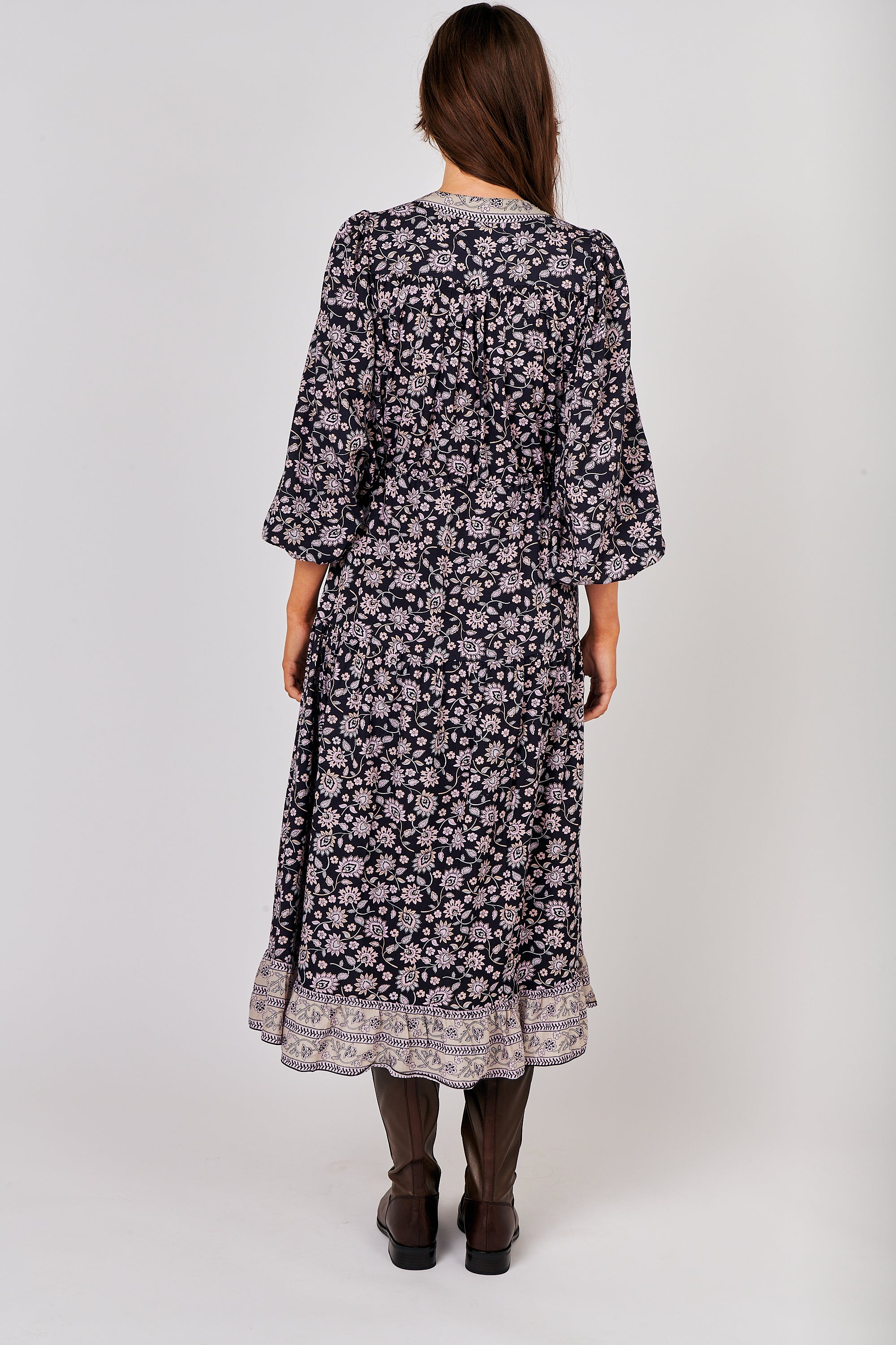 Luna Dress MAXI | Midnight Flower - Saffron Road