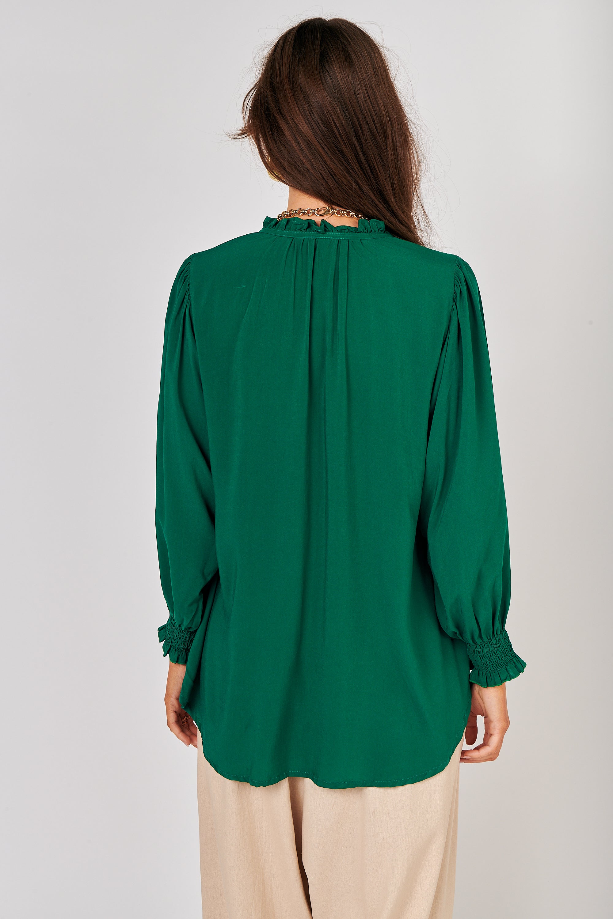 Freddie Blouse (Long Sleeve) | Forest Green - Saffron Road