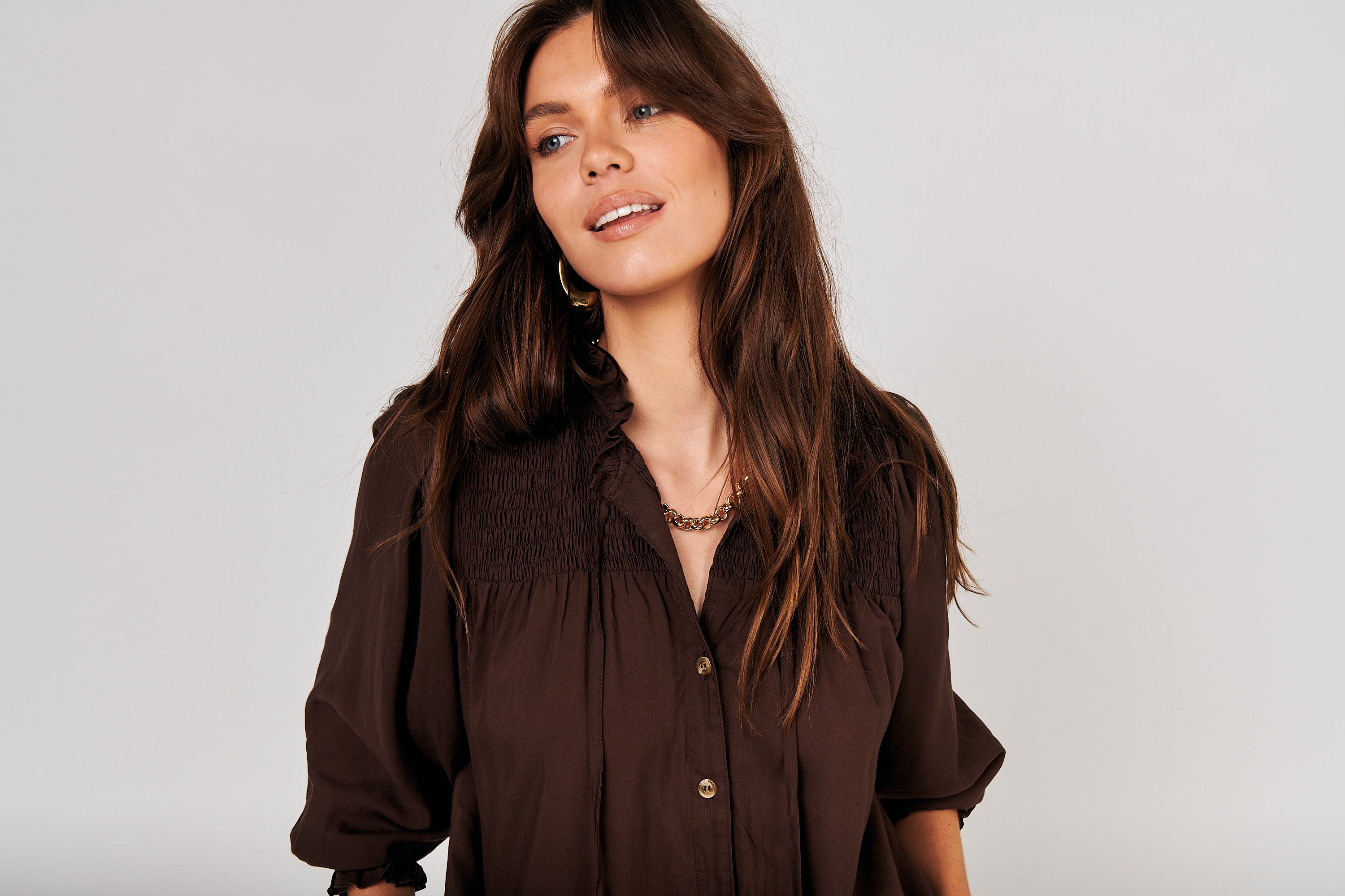 Freddie Blouse (Long Sleeve) | Chocolate - Saffron Road