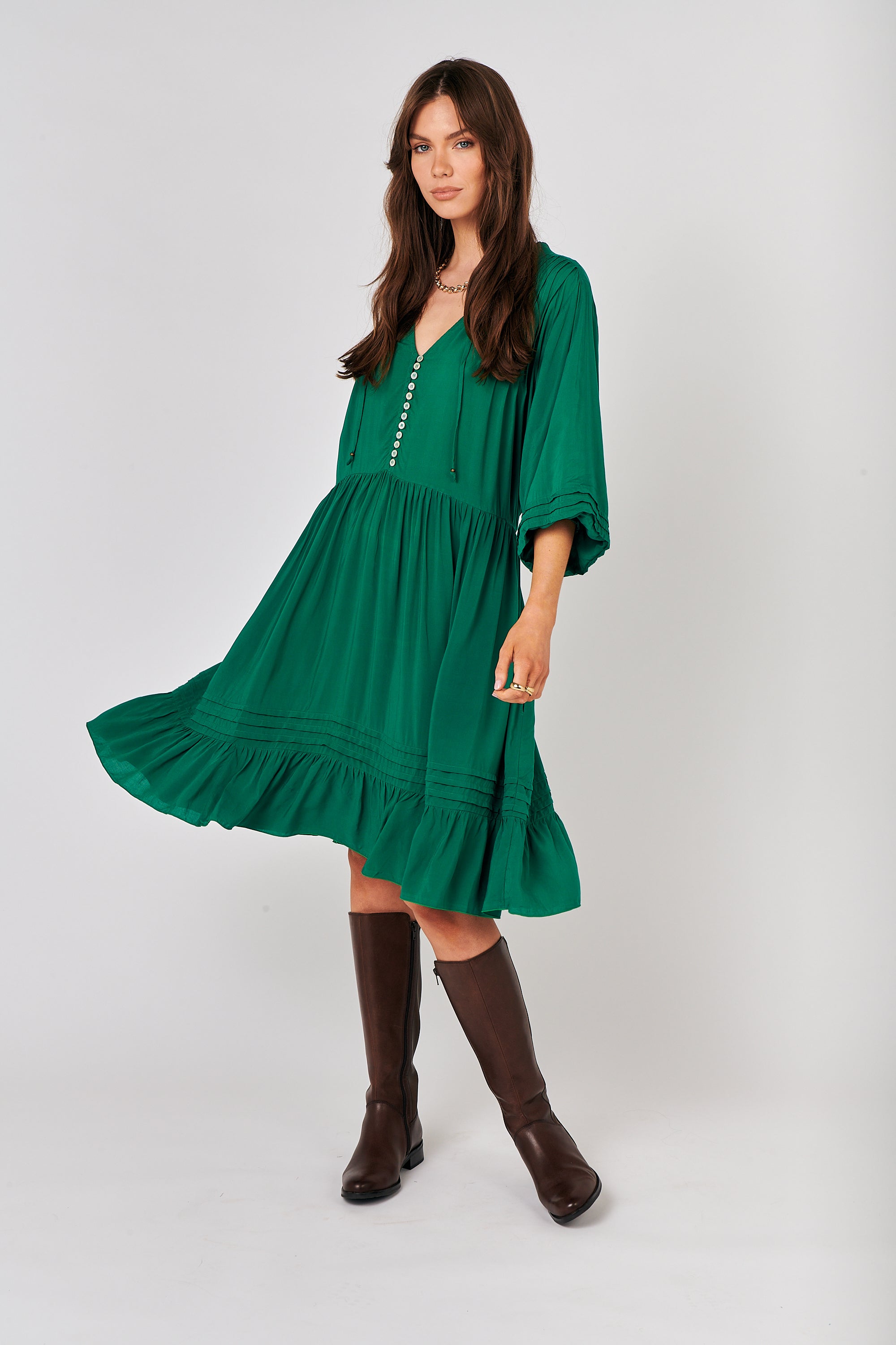 Juliette Dress MINI | Forest Green - Saffron Road