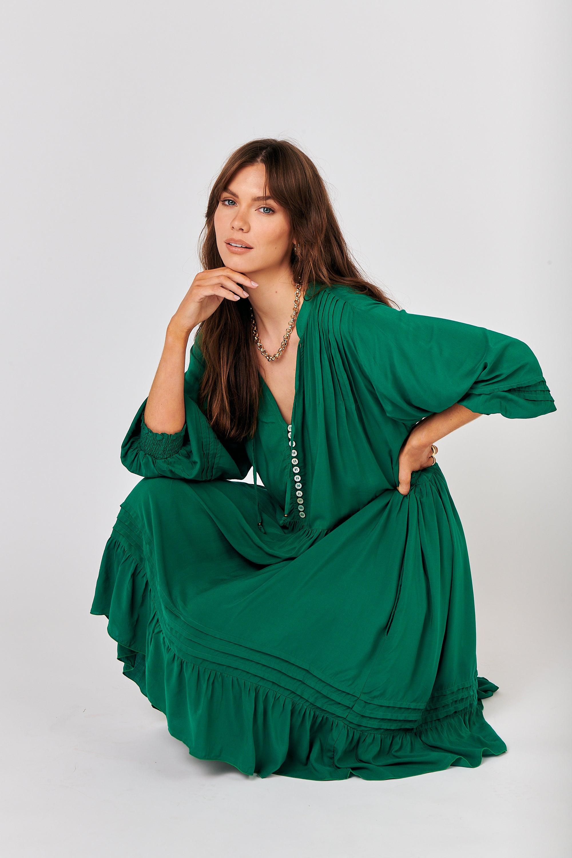 Juliette Dress MINI | Forest Green - Saffron Road