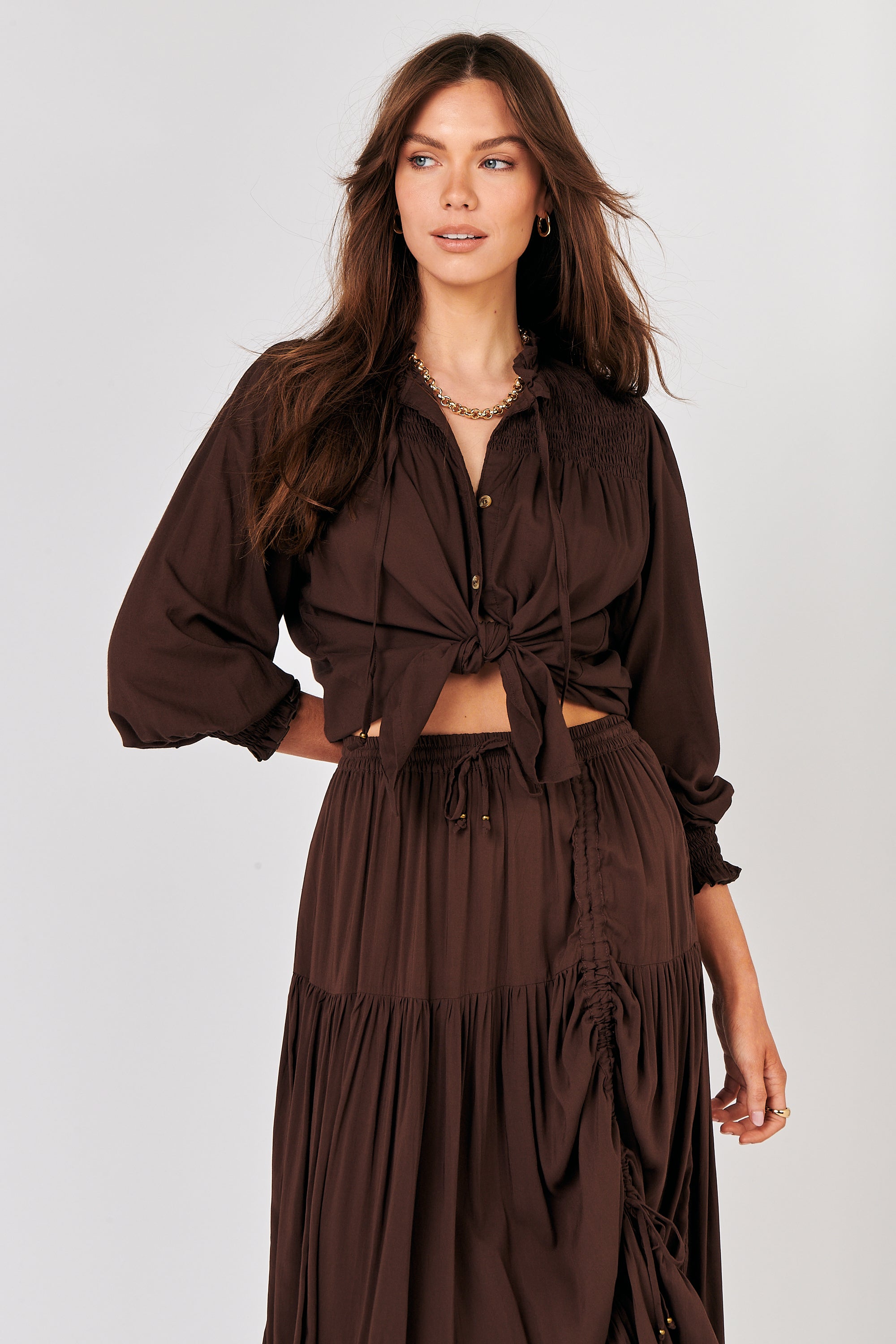 Dahlia Skirt MAXI | Chocolate - Saffron Road