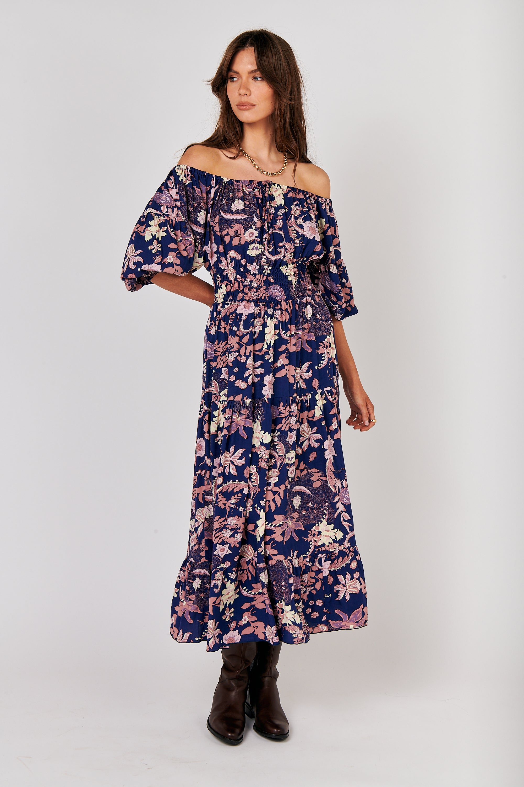 Amélie Dress | Midnight Garden Purple - Saffron Road