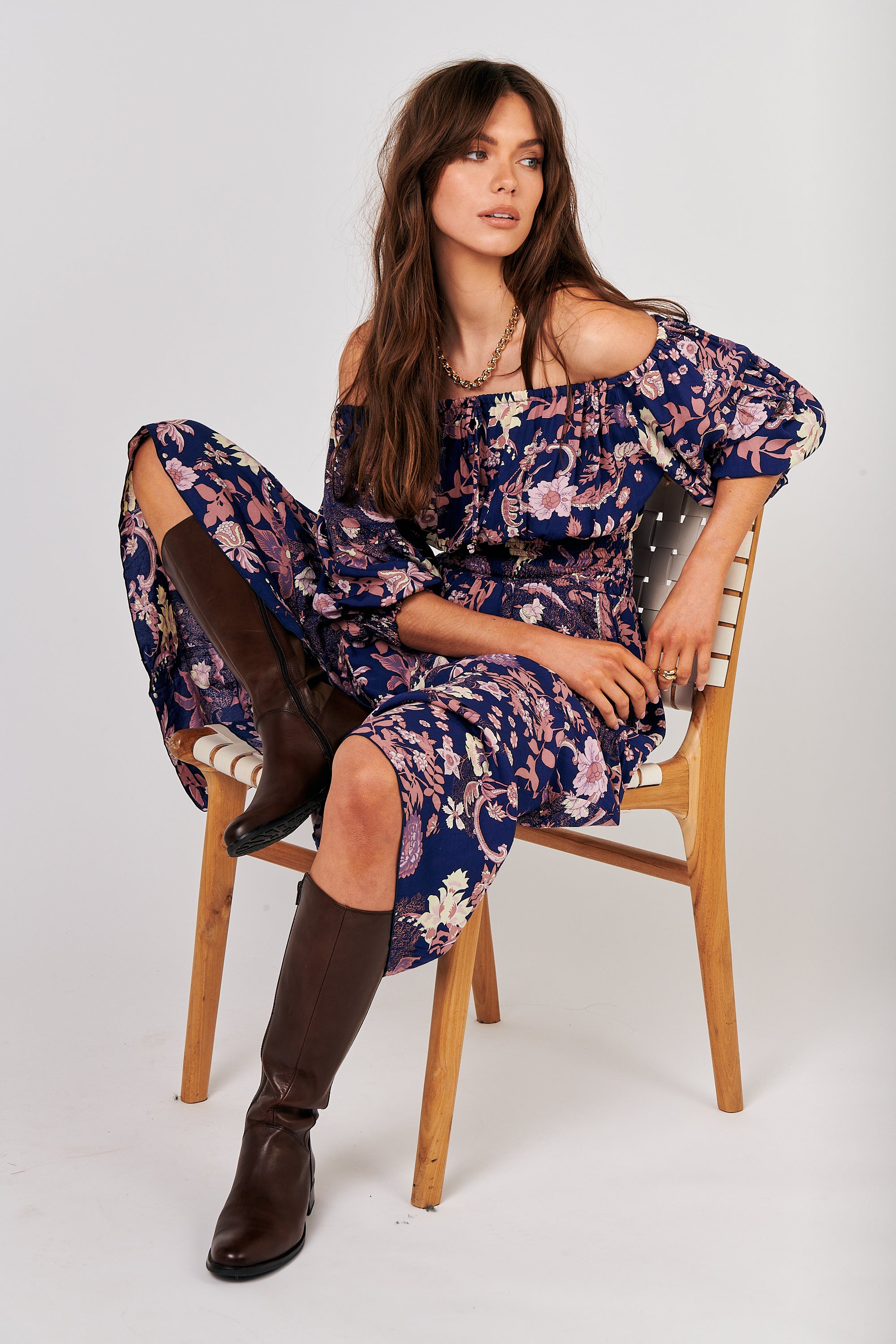 Amélie Dress | Midnight Garden Purple - Saffron Road