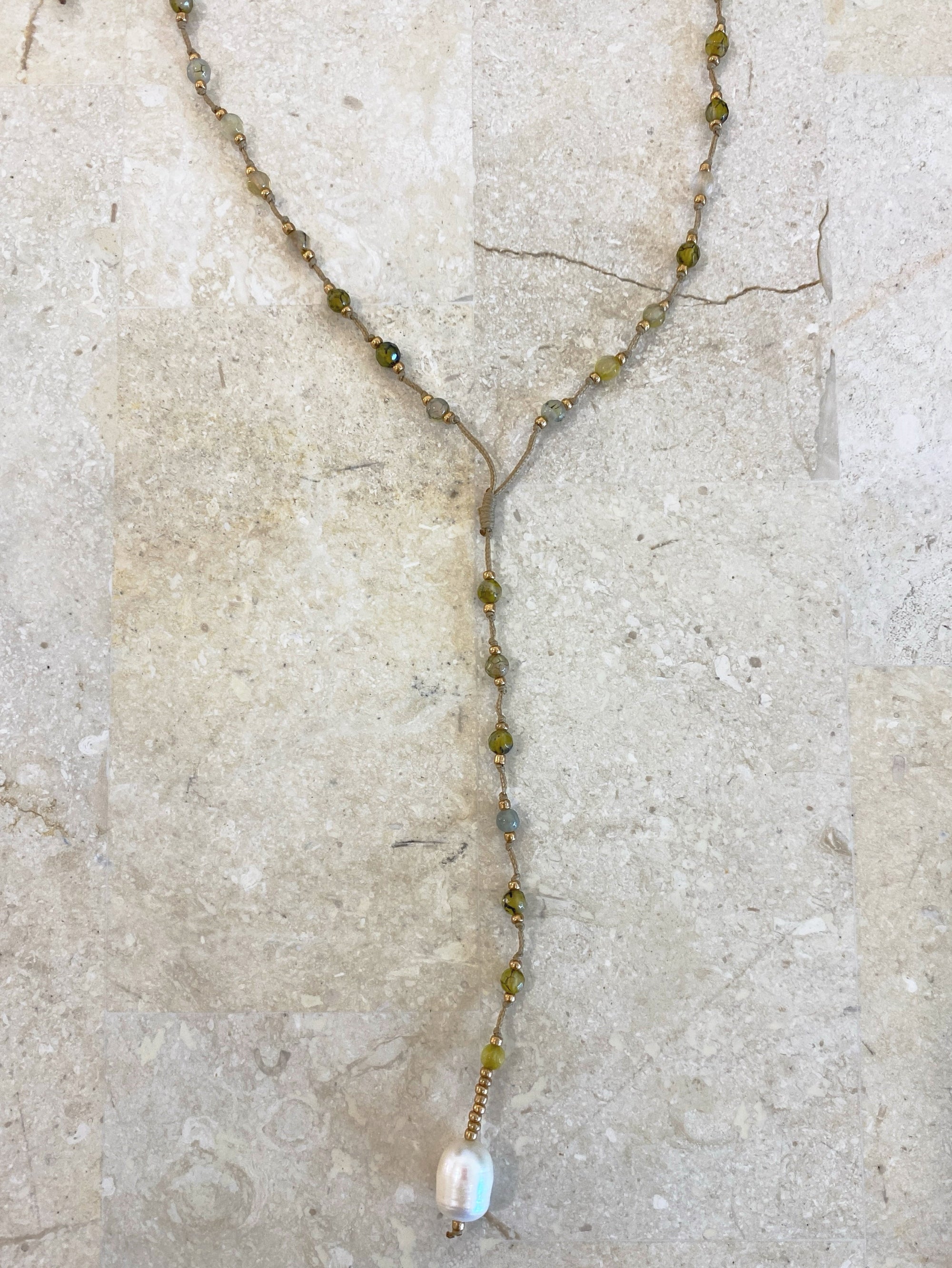 Necklace 4 | MID LENGTH - Agate & Pearl - Saffron Road