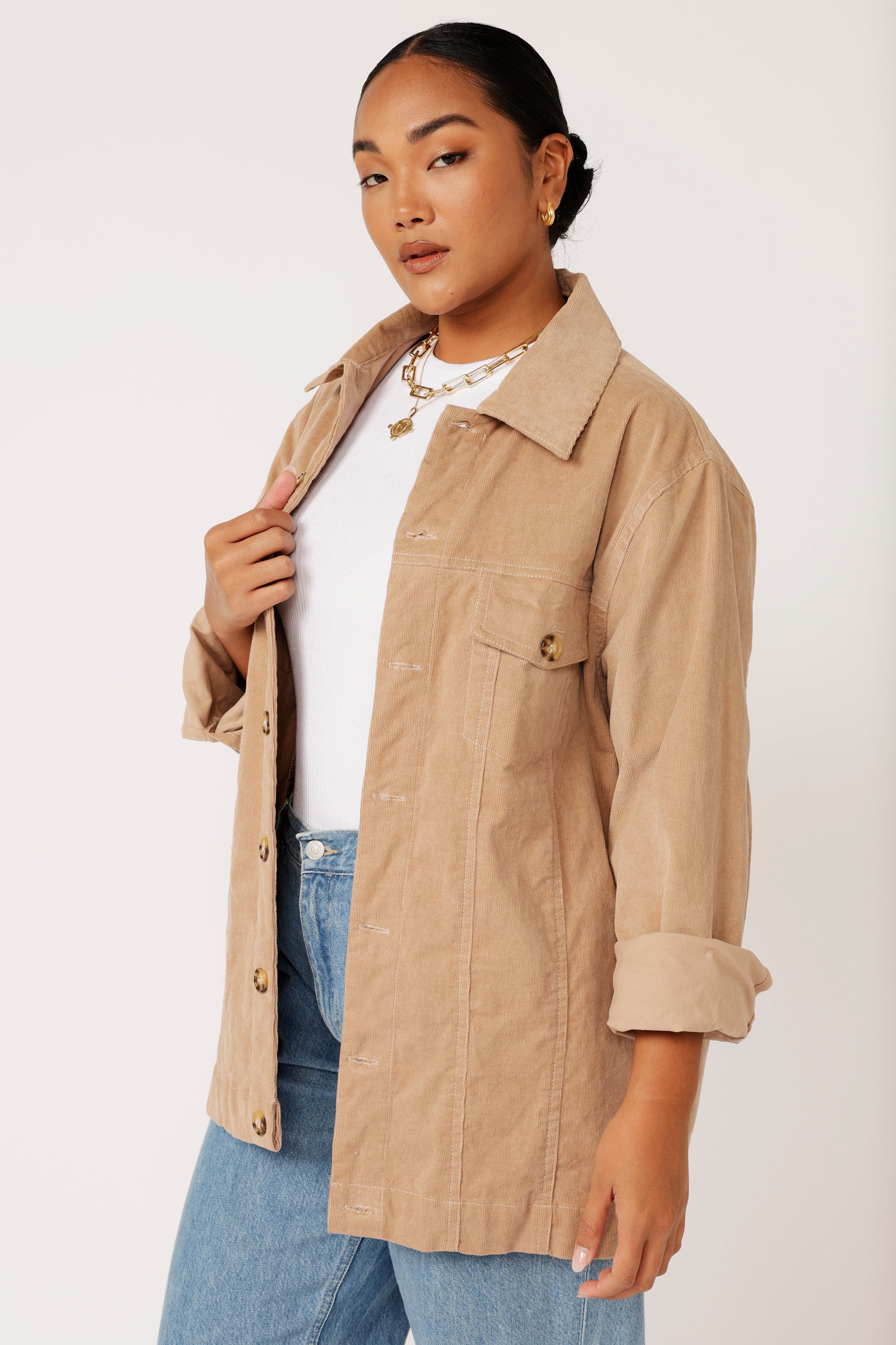 Vegas Jacket LONG | Taupe - Saffron Road