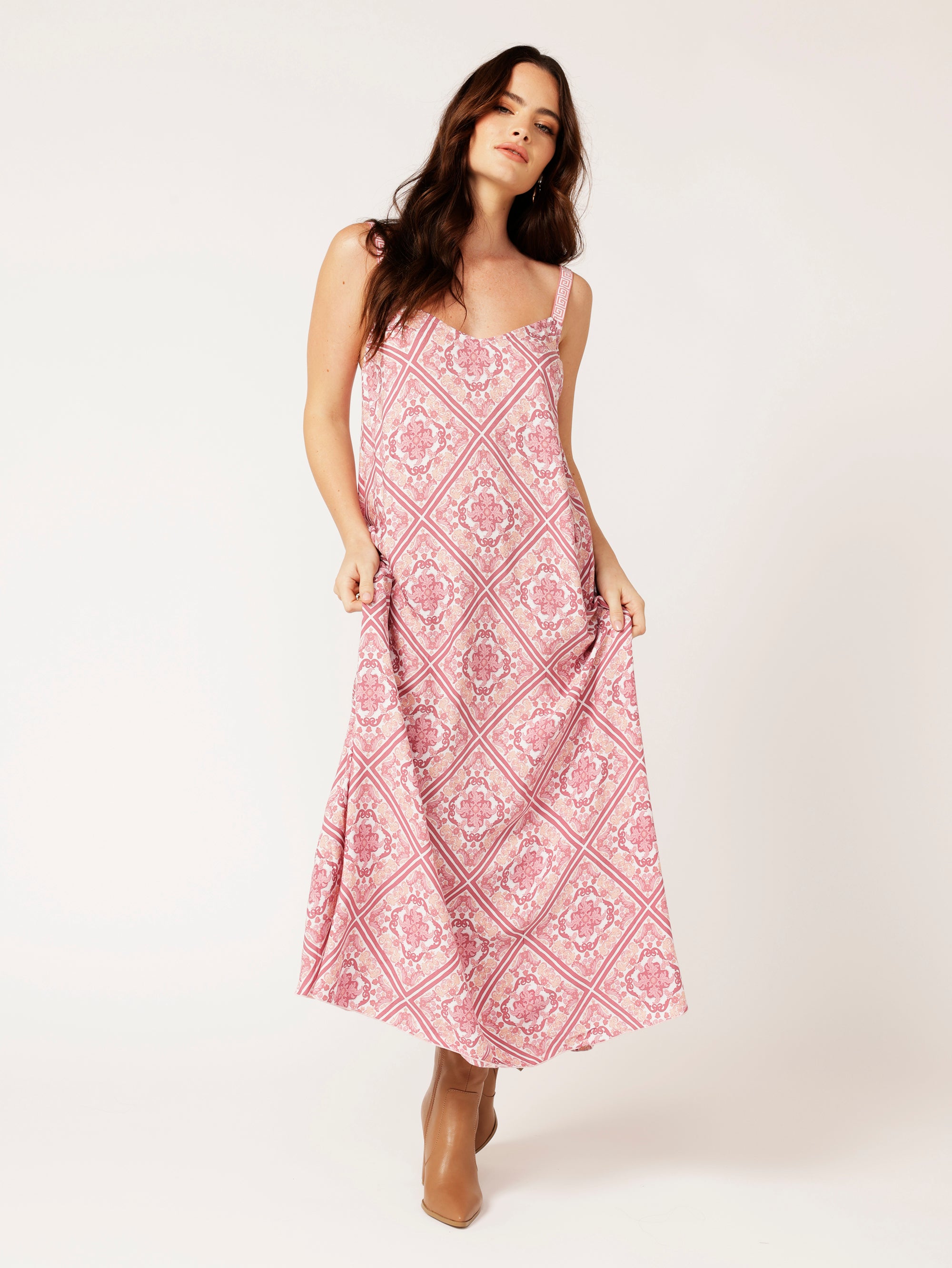 Saffron Road A-line Slip Dress Tea Rose Tile - Main Image