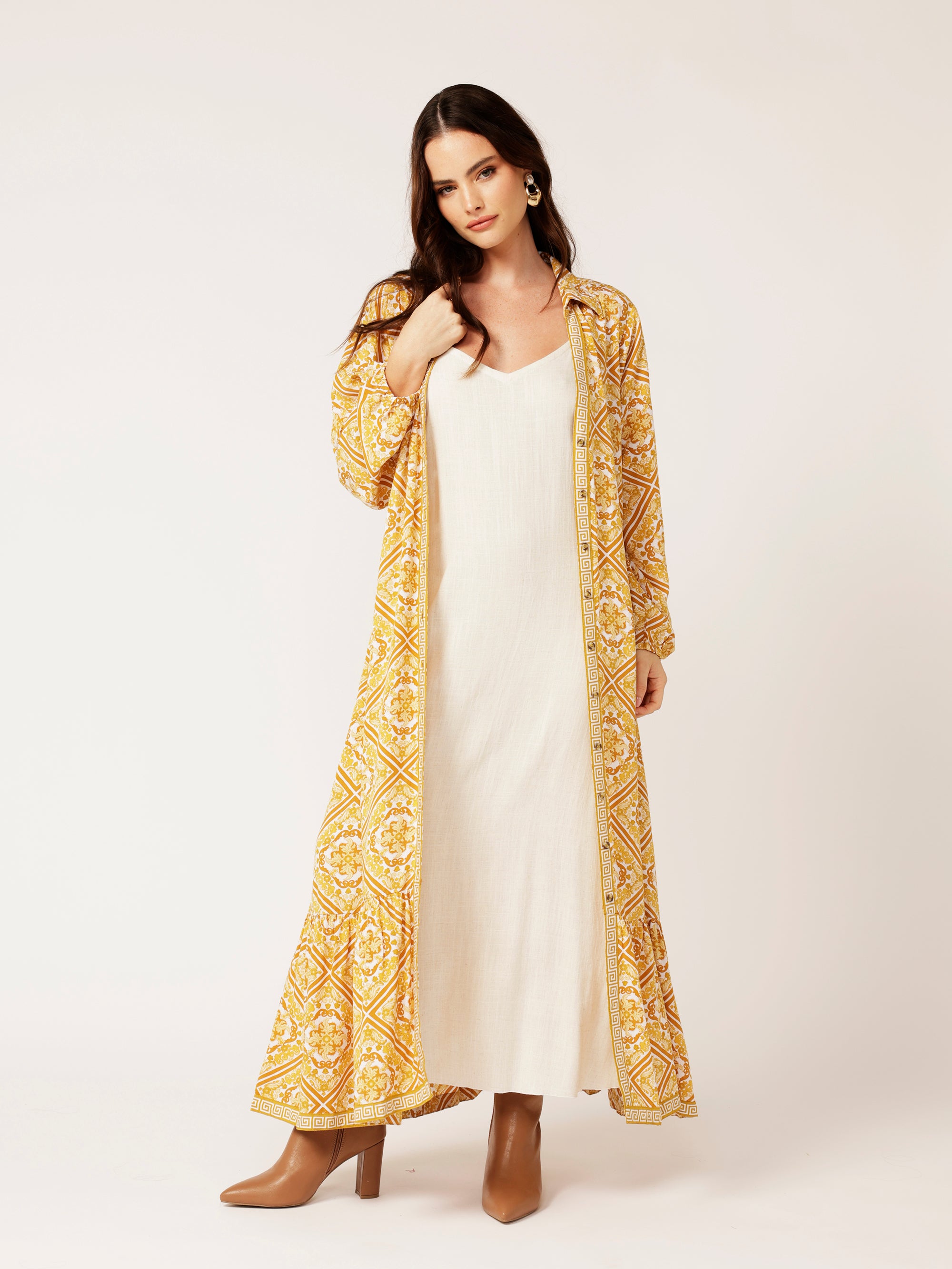 Bentley Shirt Dress MAXI | Golden Tile - Saffron Road