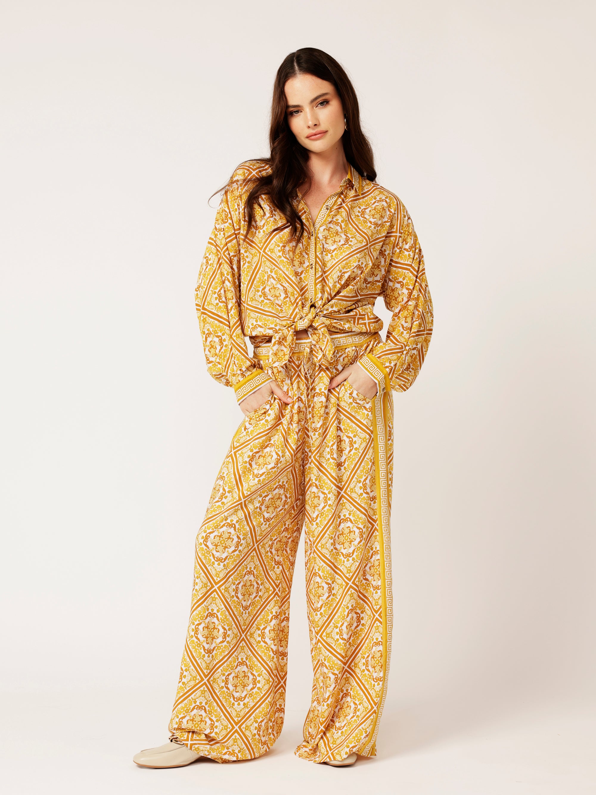 Border Pant | Golden Tile - Saffron Road