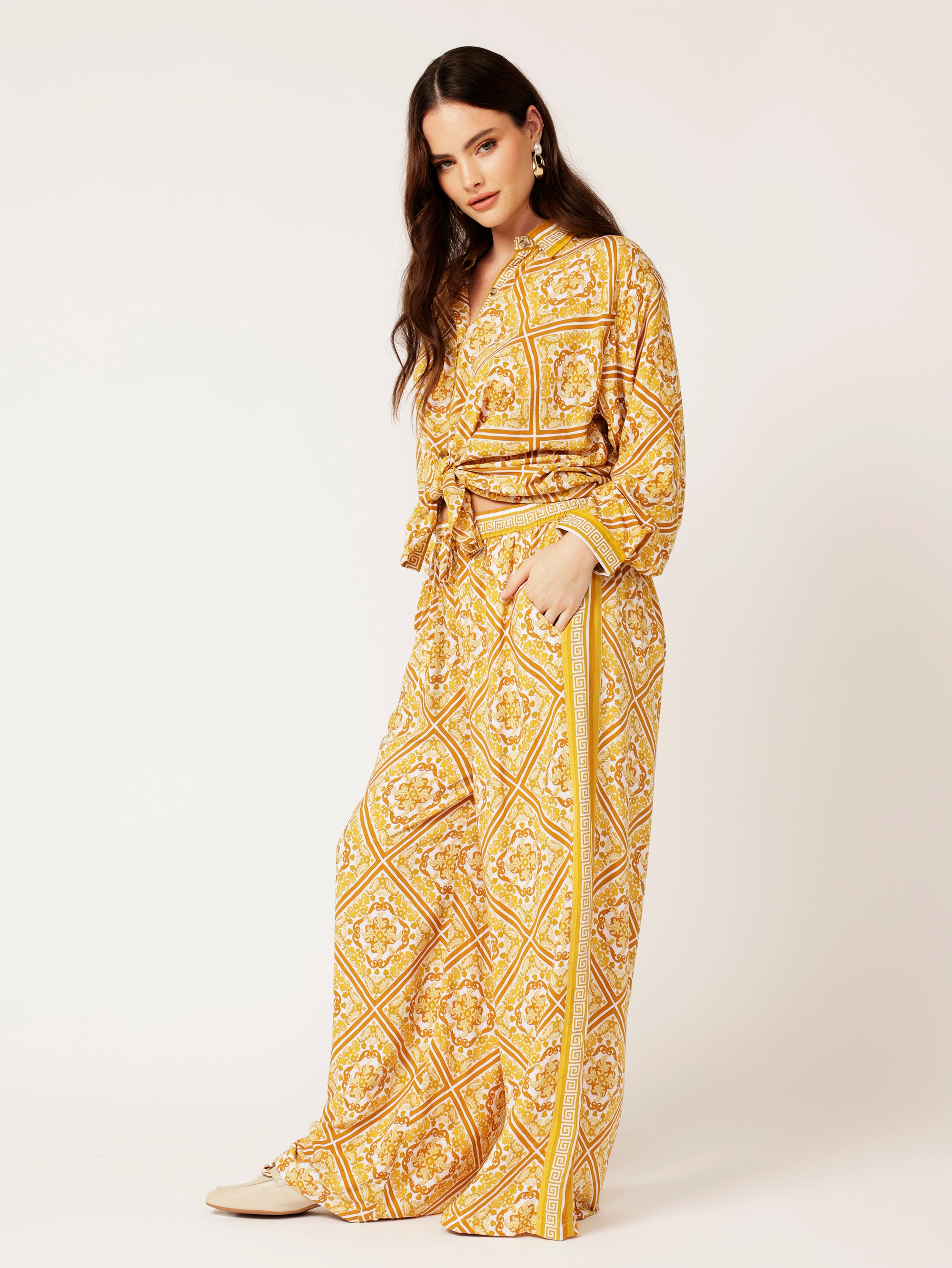 Border Pant | Golden Tile - Saffron Road