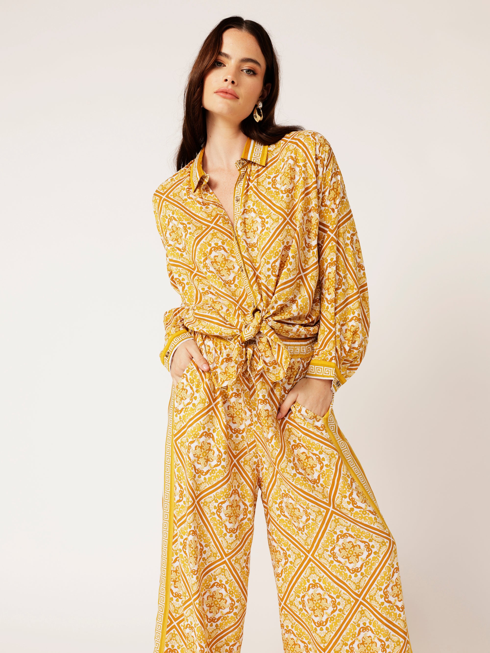 Border Pant | Golden Tile - Saffron Road