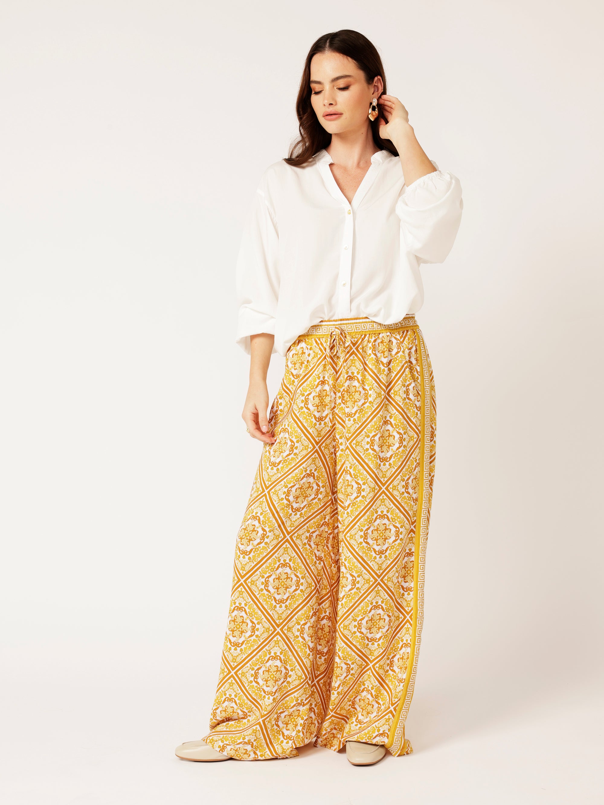 Border Pant | Golden Tile - Saffron Road