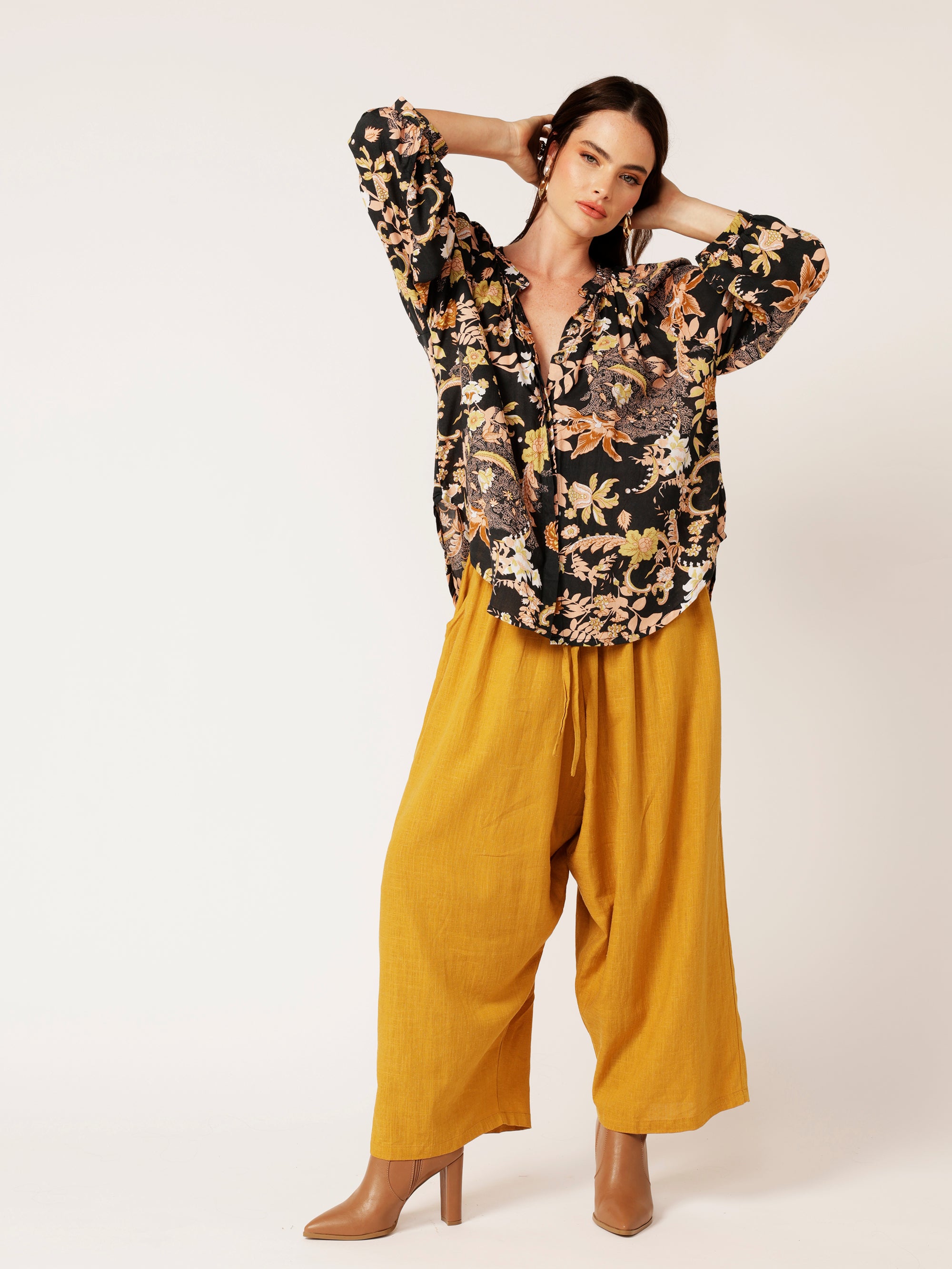Beatrix Blouse | Midnight Garden - Saffron Road