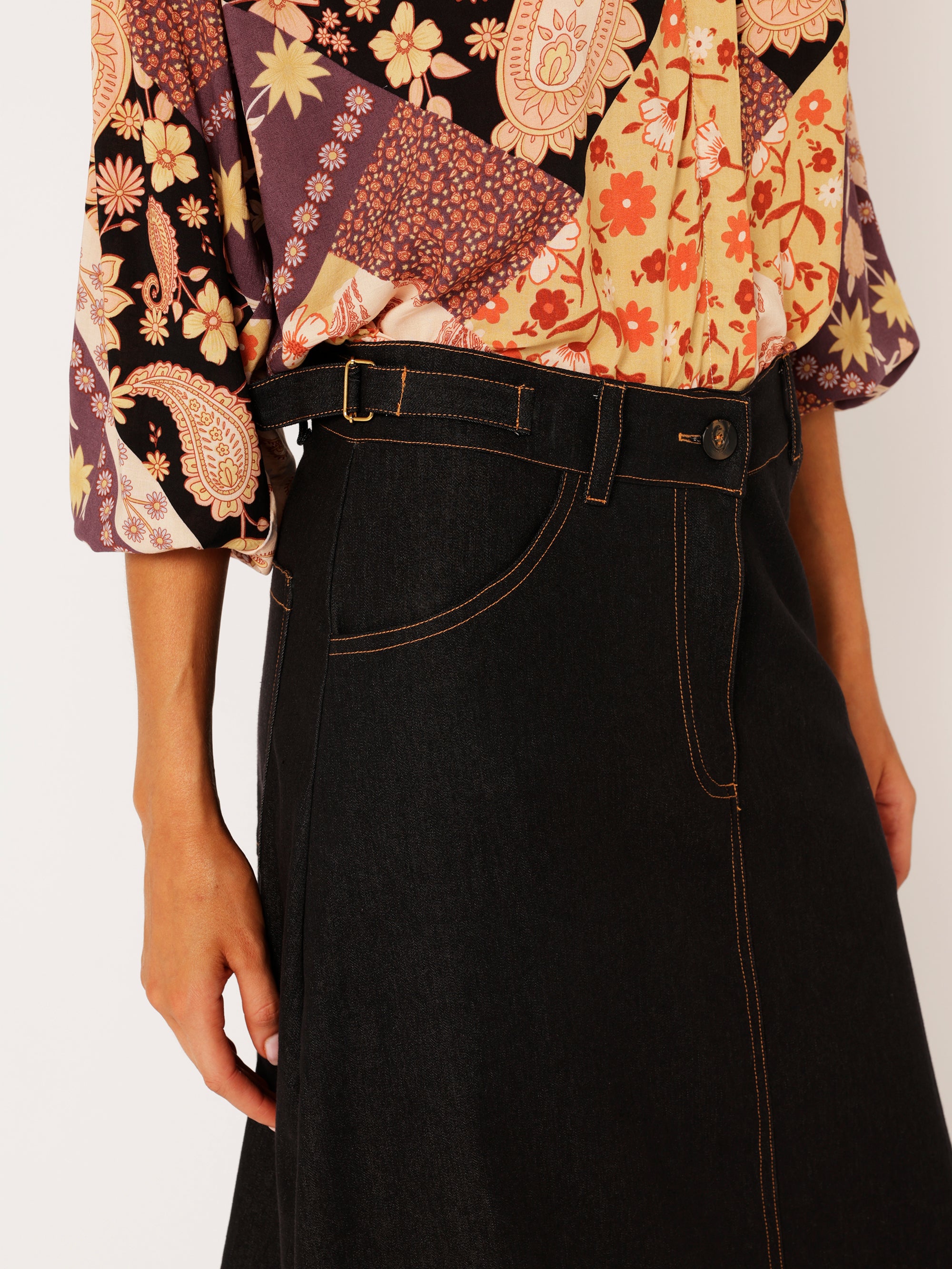 The Maxi Skirt | Black Denim - Saffron Road