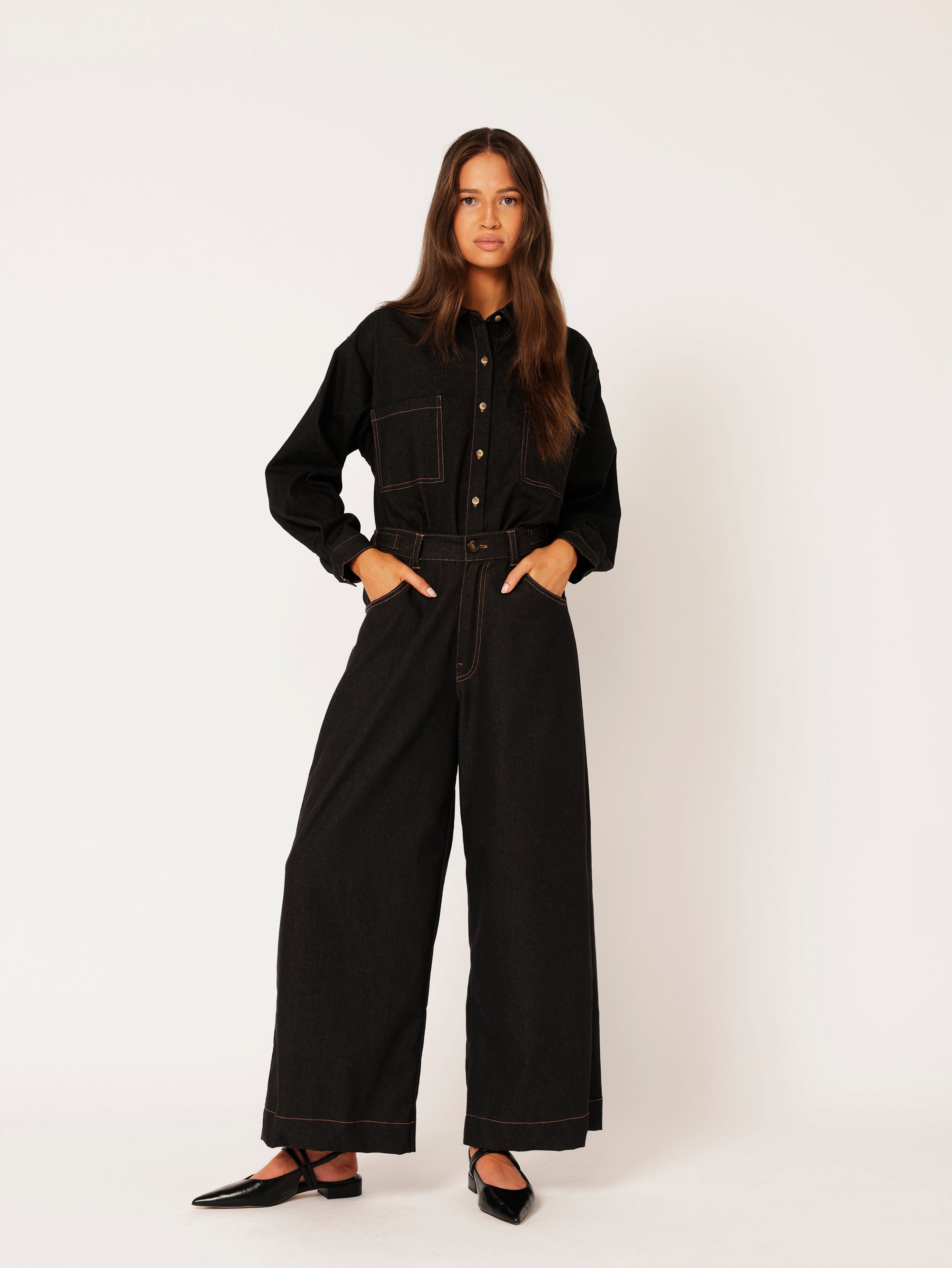 Military Shirt | Black Denim - Saffron Road