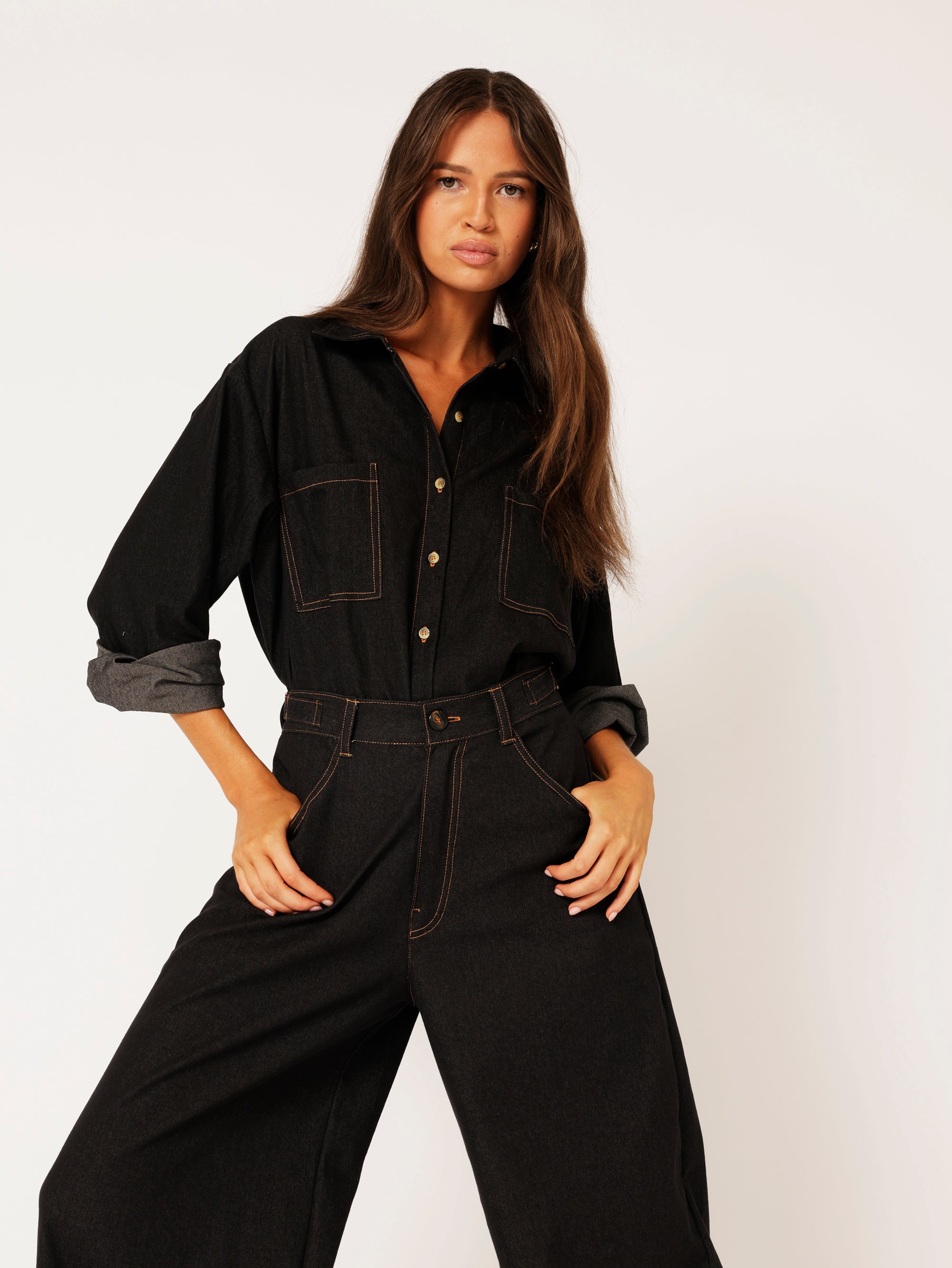 Military Shirt | Black Denim - Saffron Road