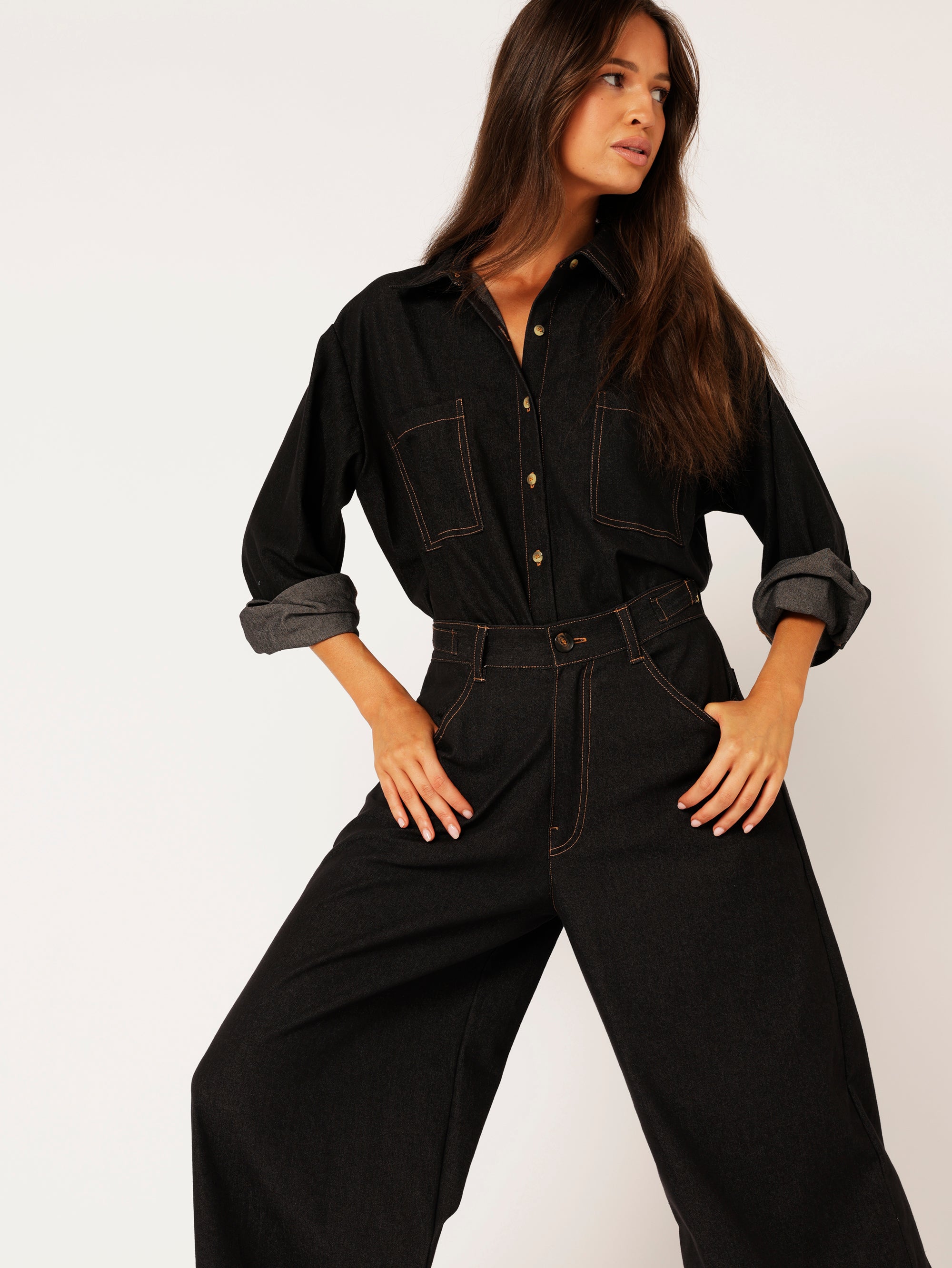 Military Shirt | Black Denim - Saffron Road