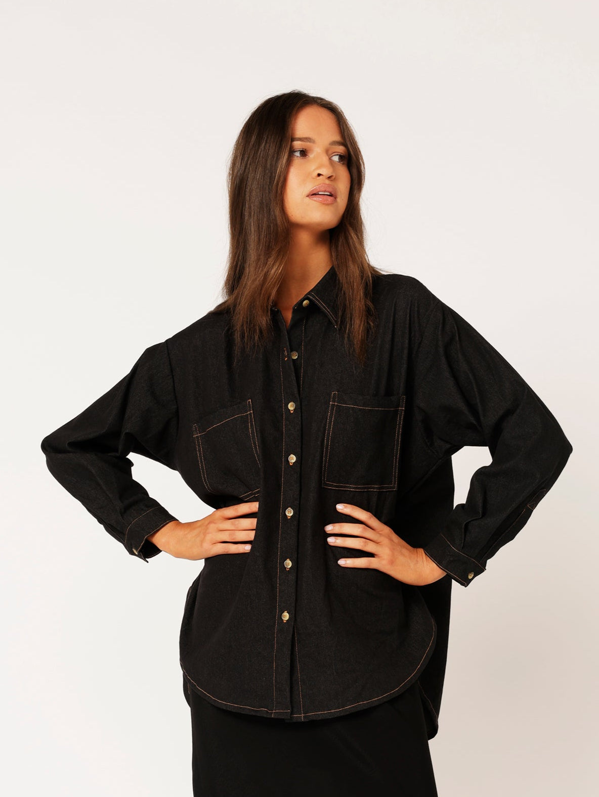 Military Shirt | Black Denim - Saffron Road