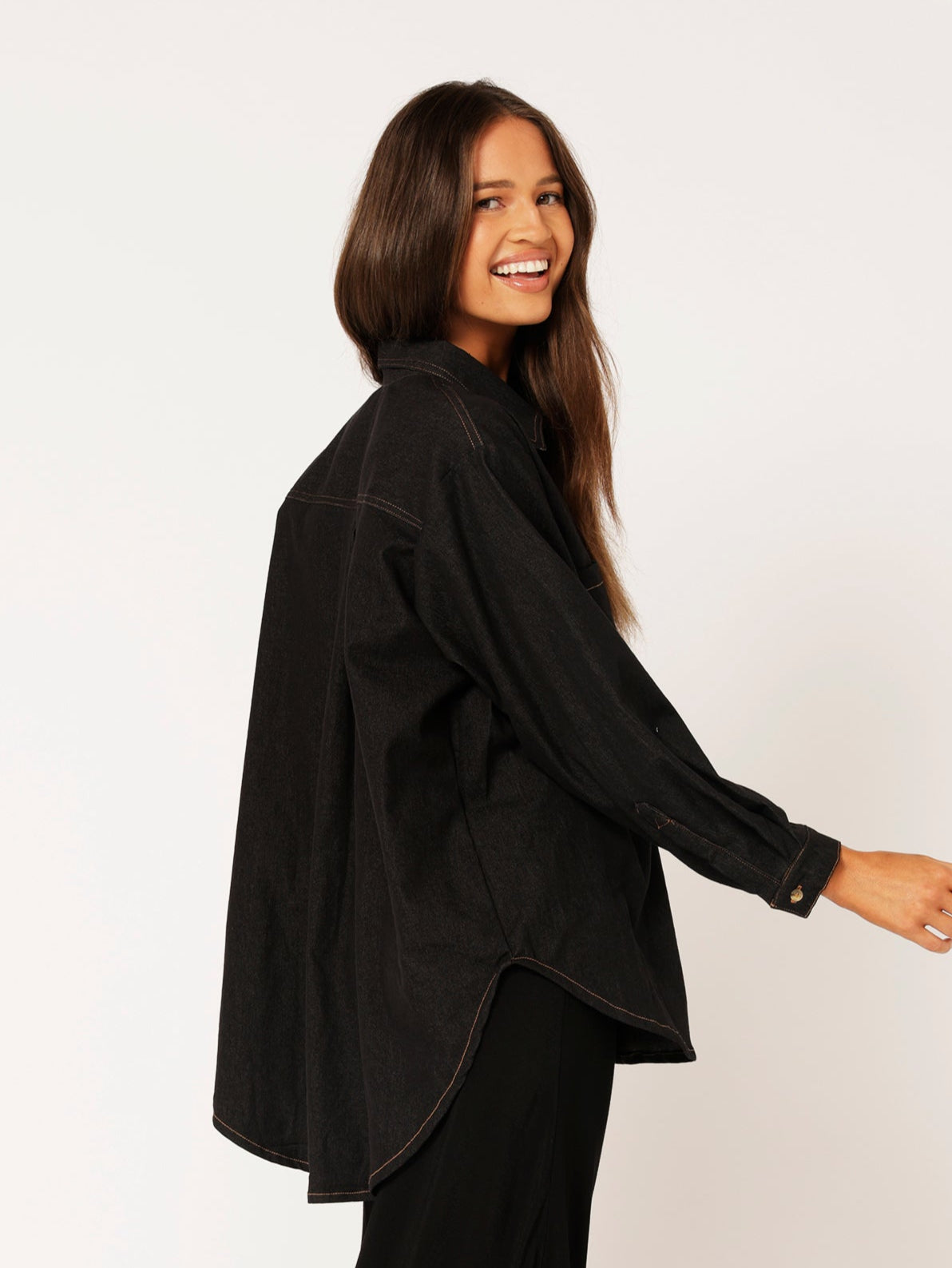 Military Shirt | Black Denim - Saffron Road