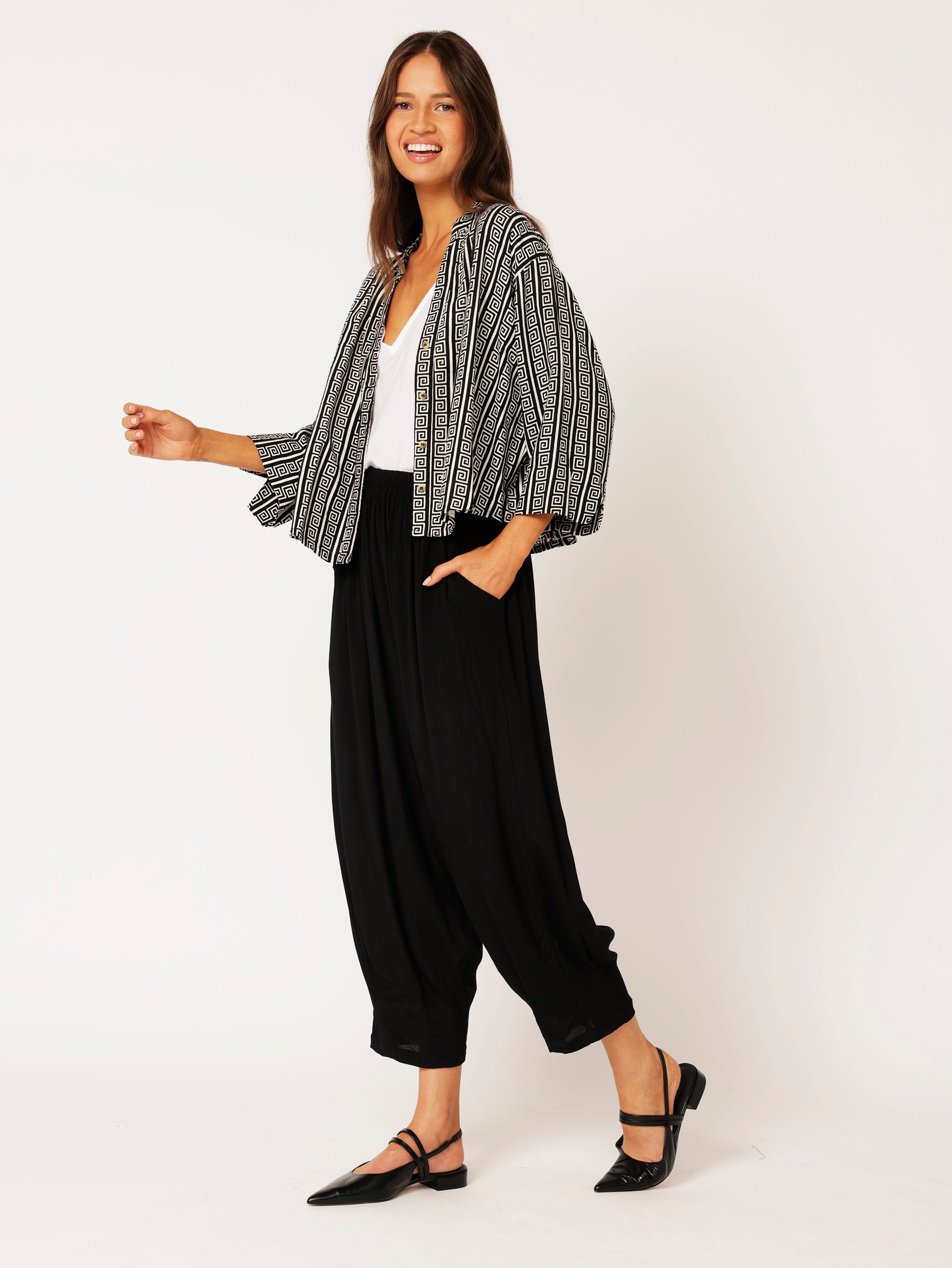 Mini Maple Shirt | Monochrome Border - Saffron Road