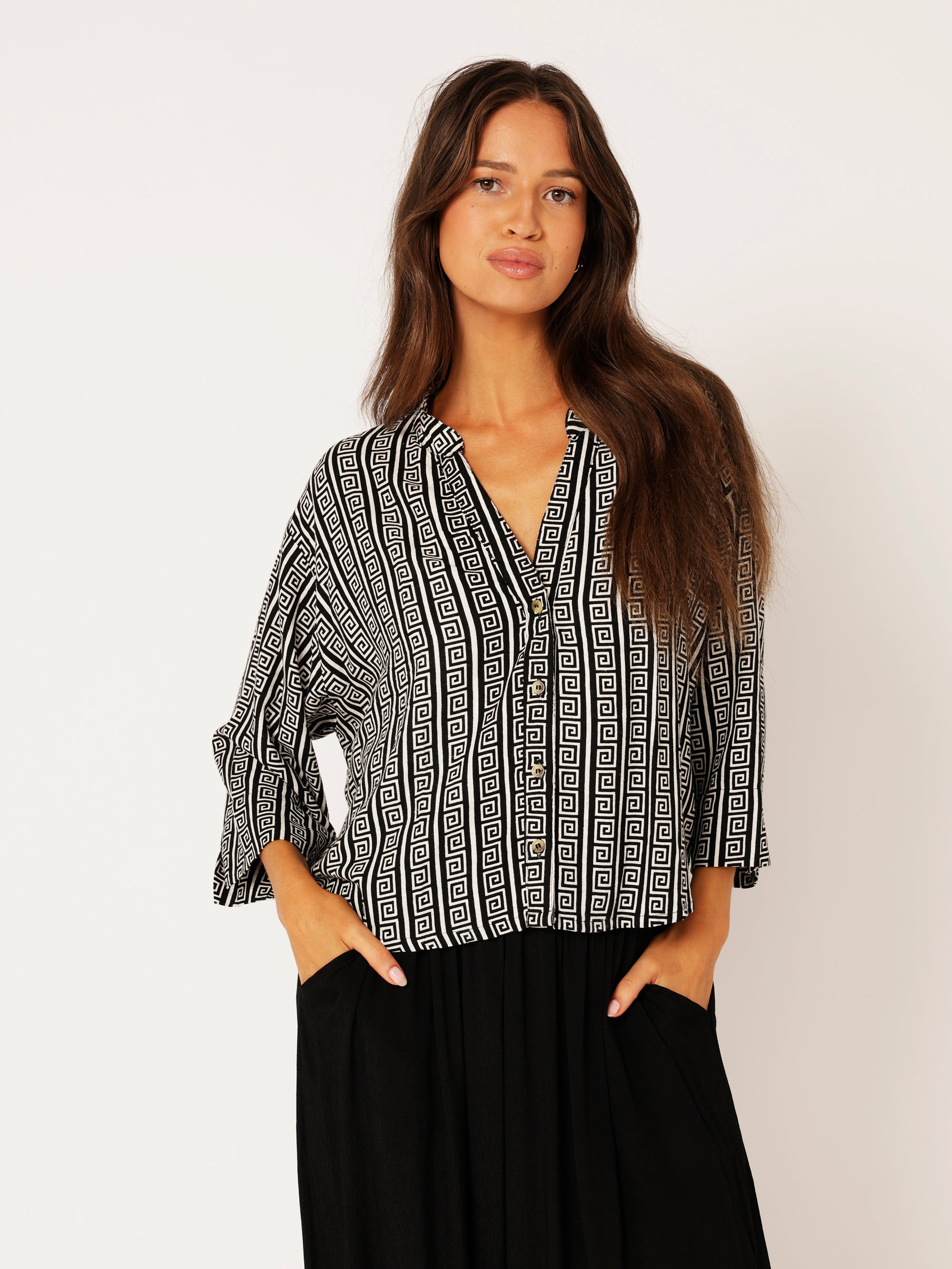 Mini Maple Shirt | Monochrome Border - Saffron Road