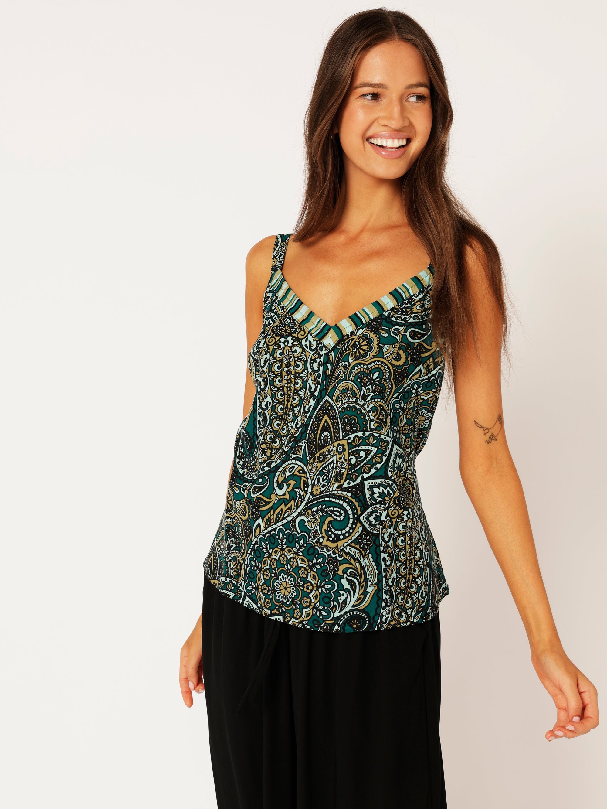 PJ Slip Top | Teal Paisley - Saffron Road