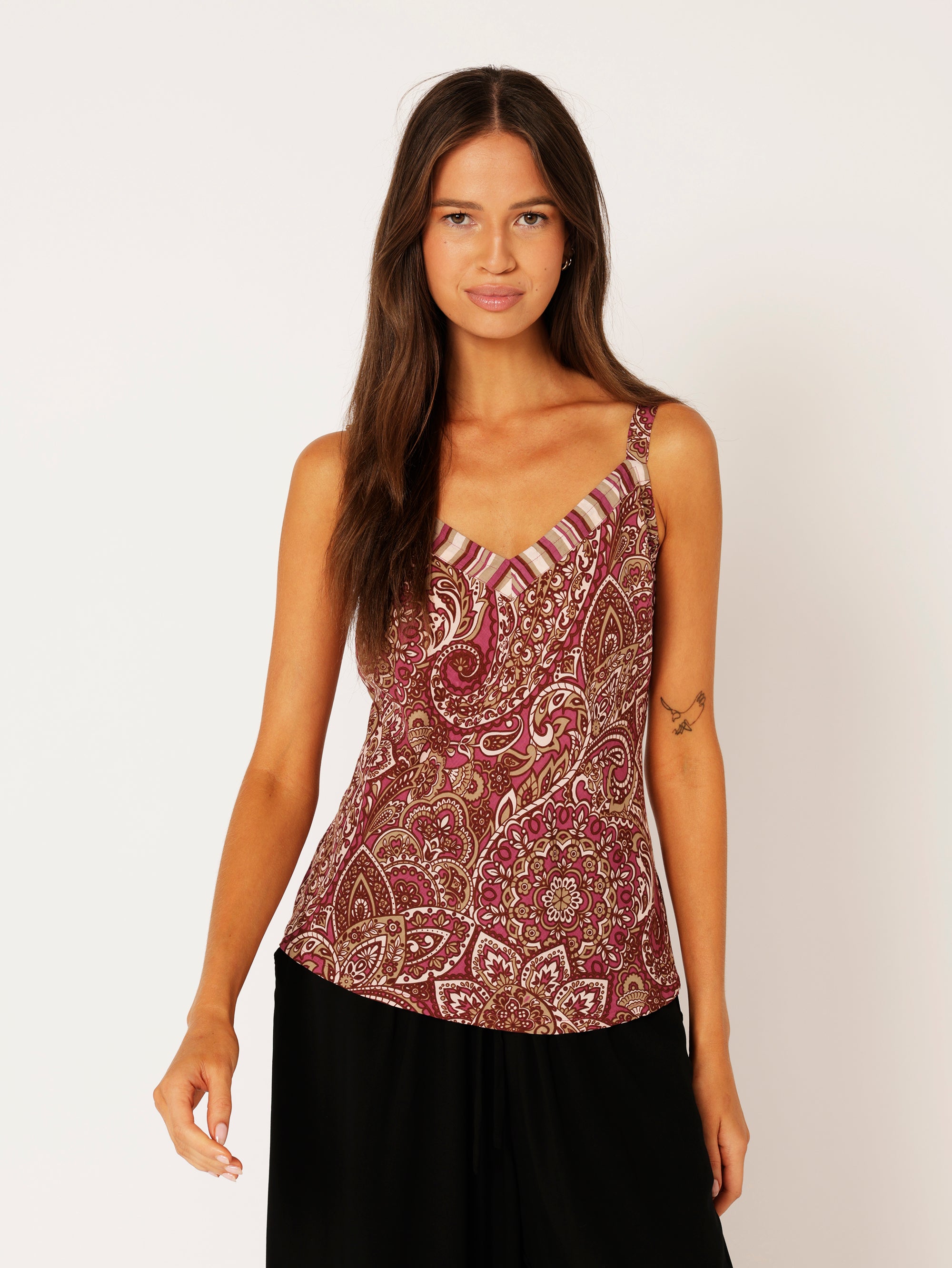 PJ Slip Top | Wine Paisley - Saffron Road