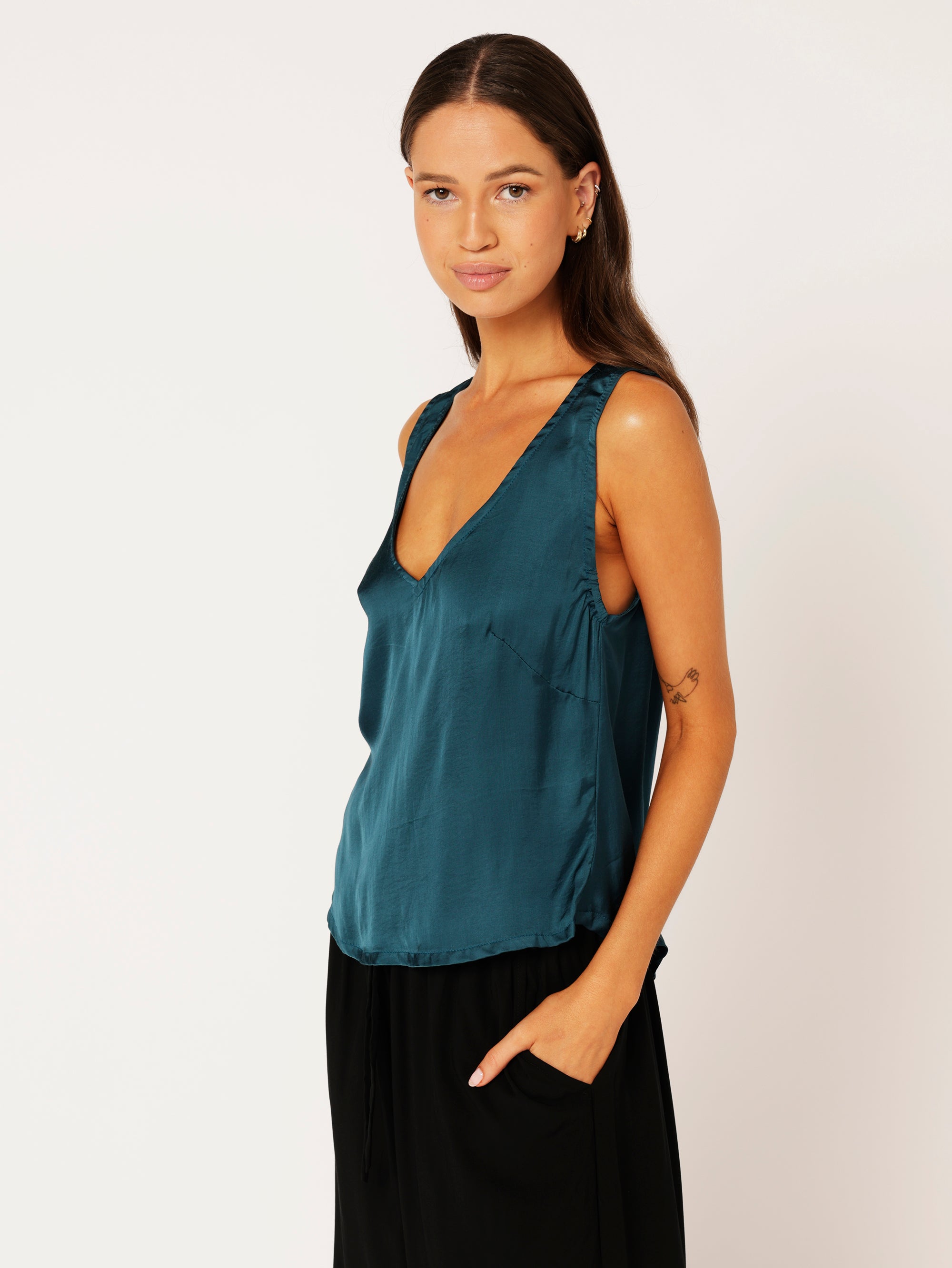 Viv Tank | Satin | Teal - Saffron Road